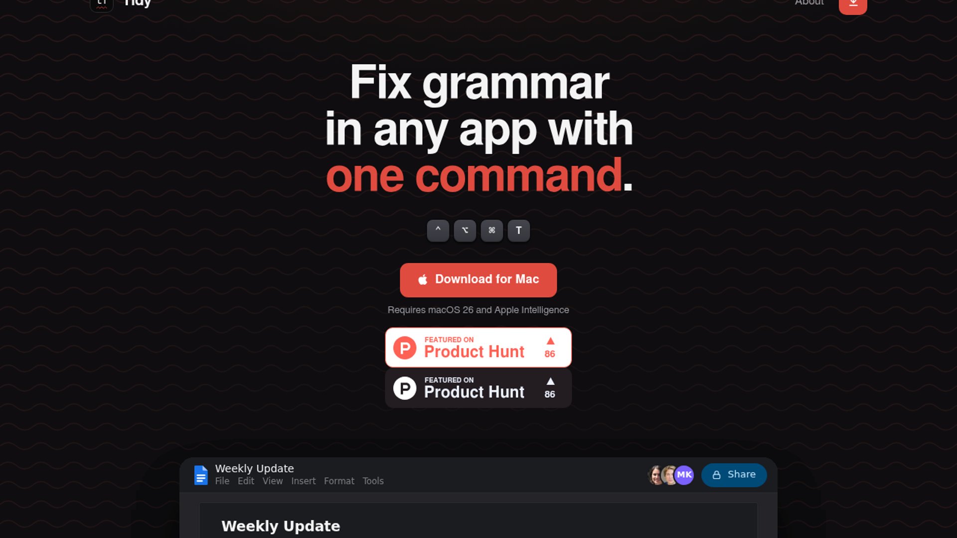 Tidy launches private grammar fixes system-wide