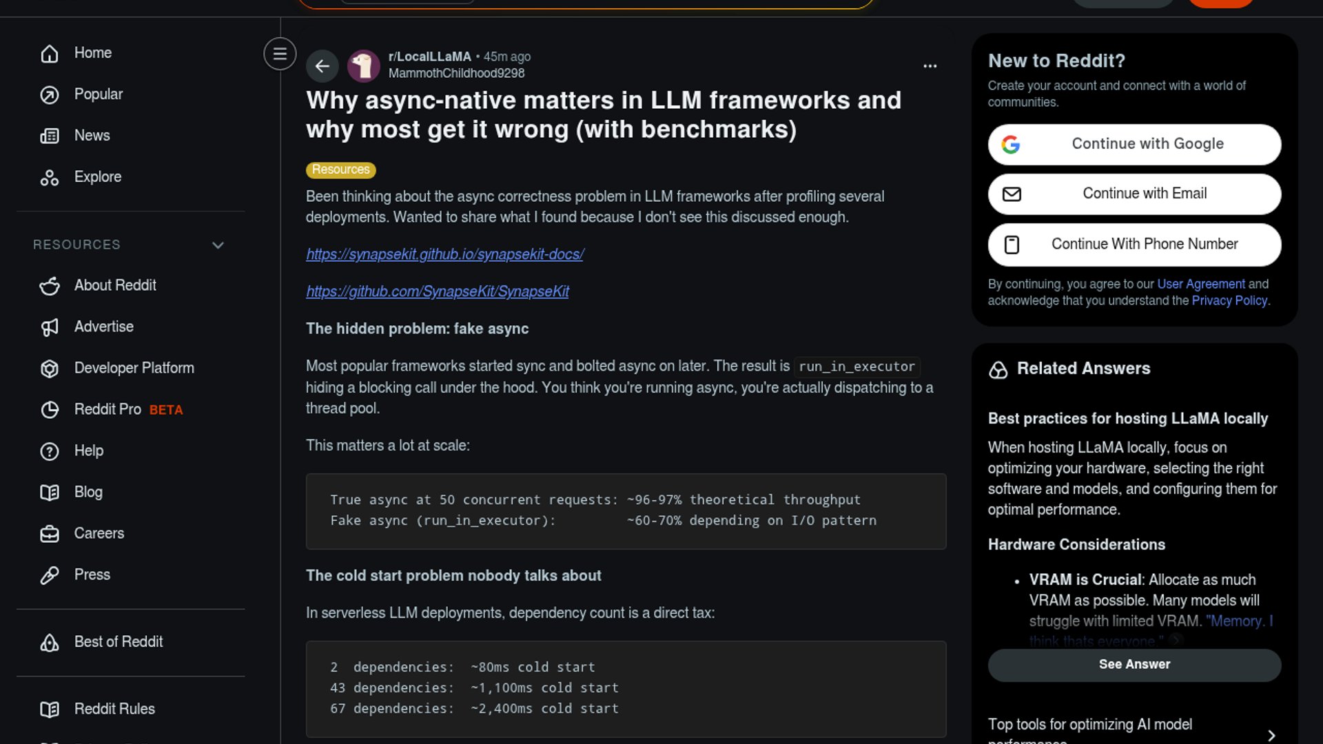 SynapseKit spotlights fake async costs