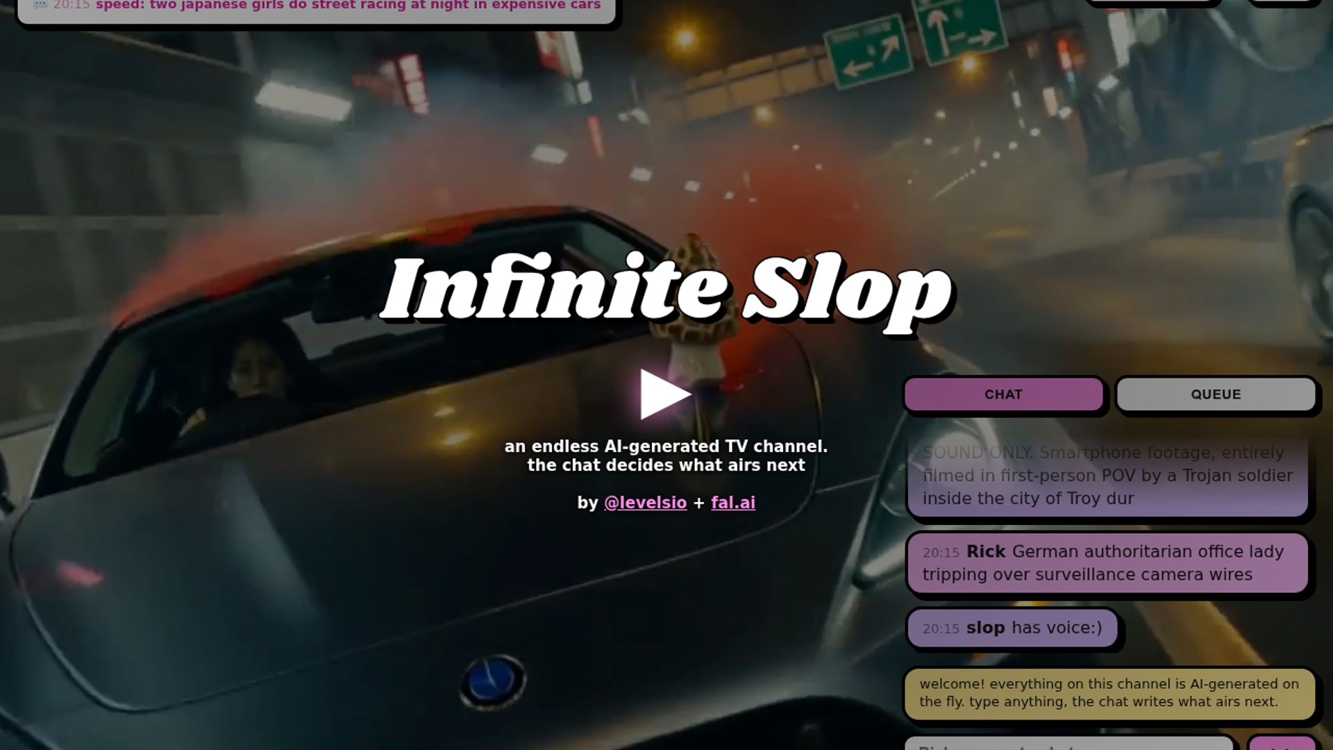 Infinite Slop turns AI video into live TV