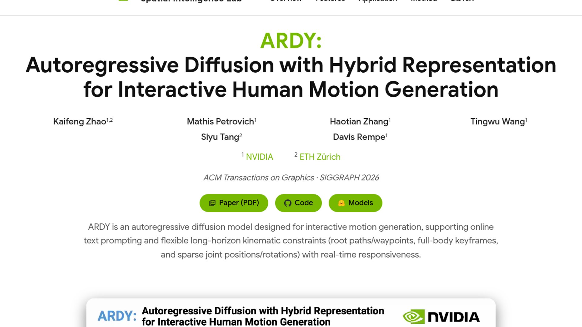 NVIDIA launches Ardy real-time motion model