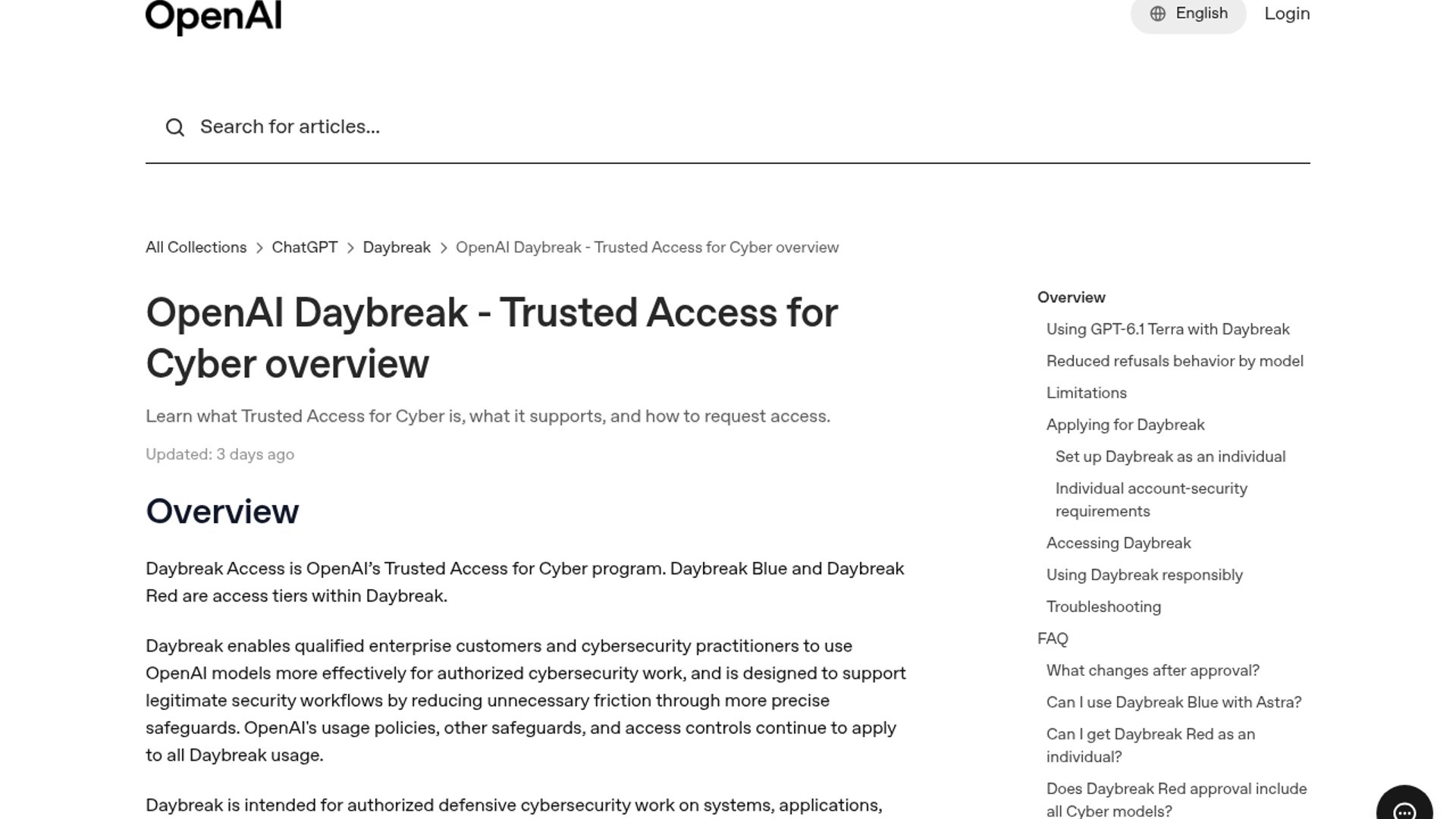 OpenAI Promises Daybreak Blue Training Opt-Out