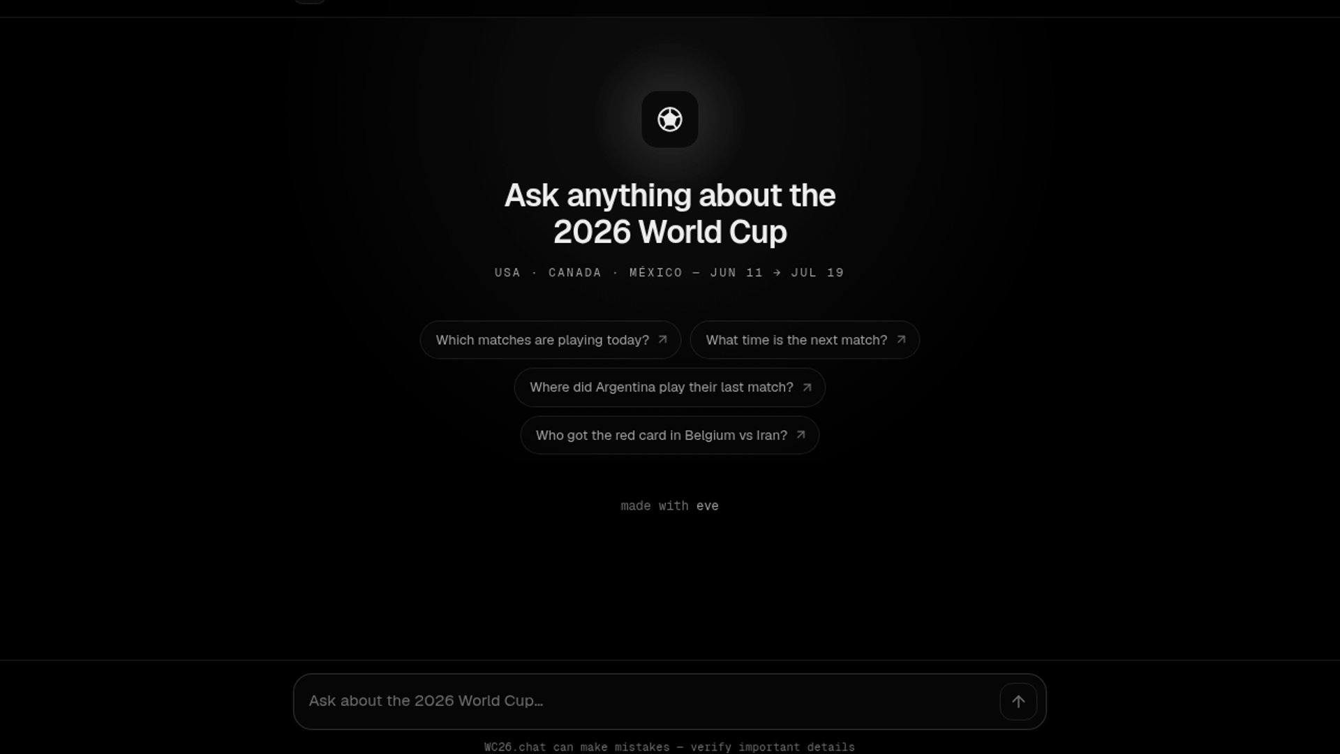 WC26 Chat drops with Vercel Eve