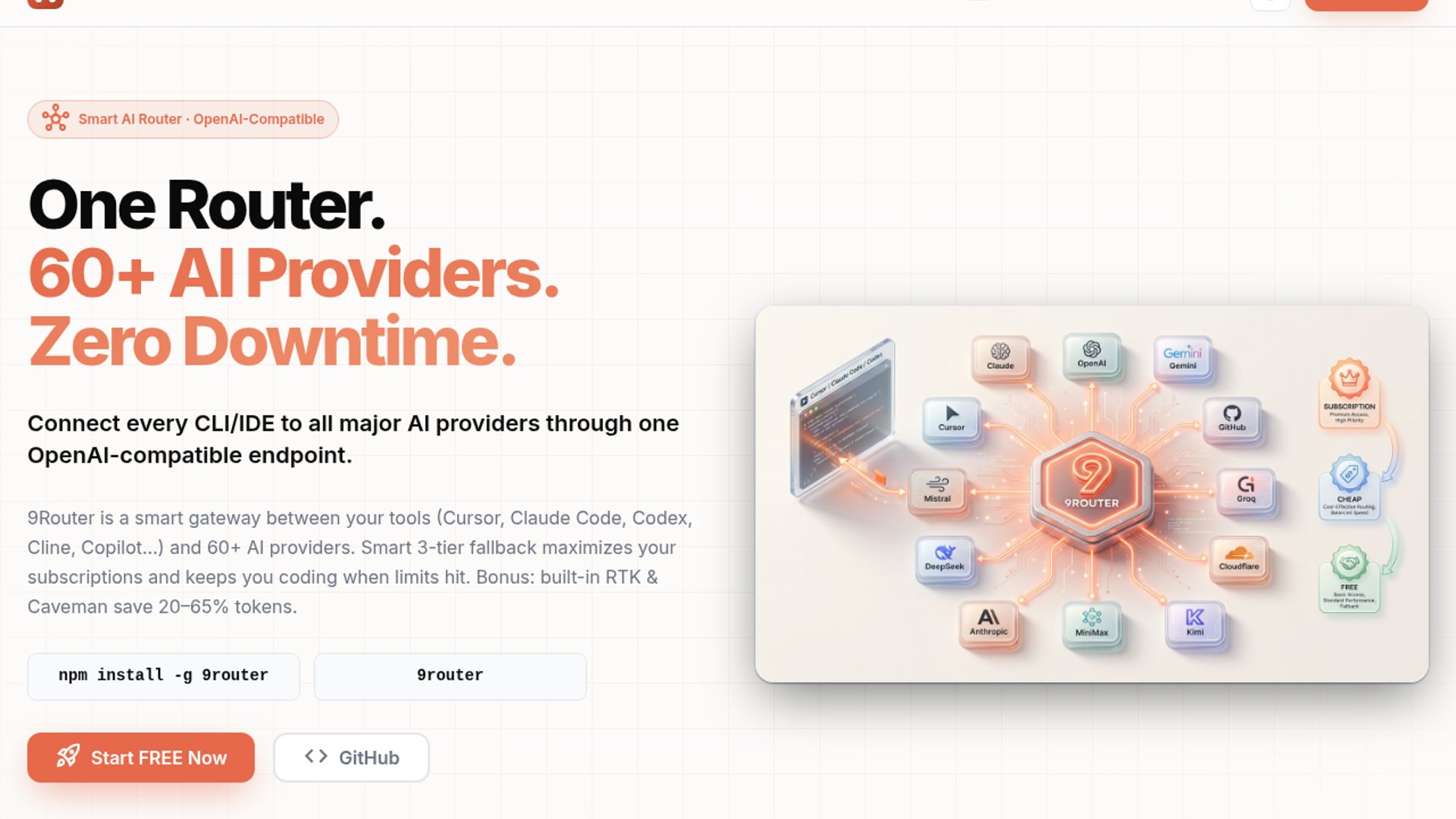9Router adds Ollama executor, audio input