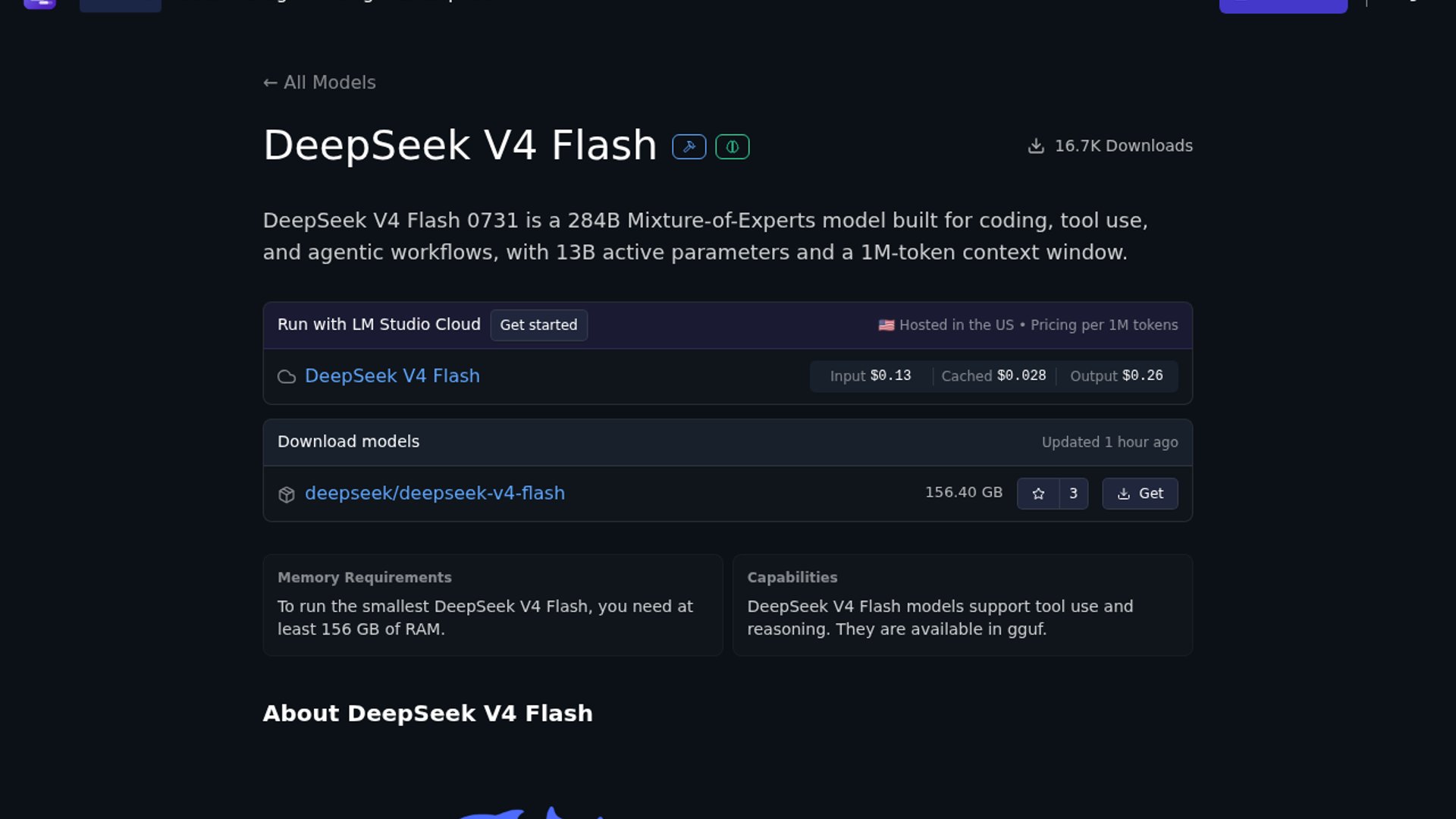 DeepSeek V4 Flash 0731 hits LM Studio