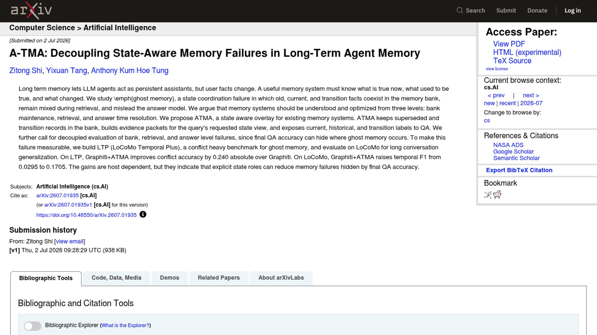 A-TMA resolves LLM agent ghost memory