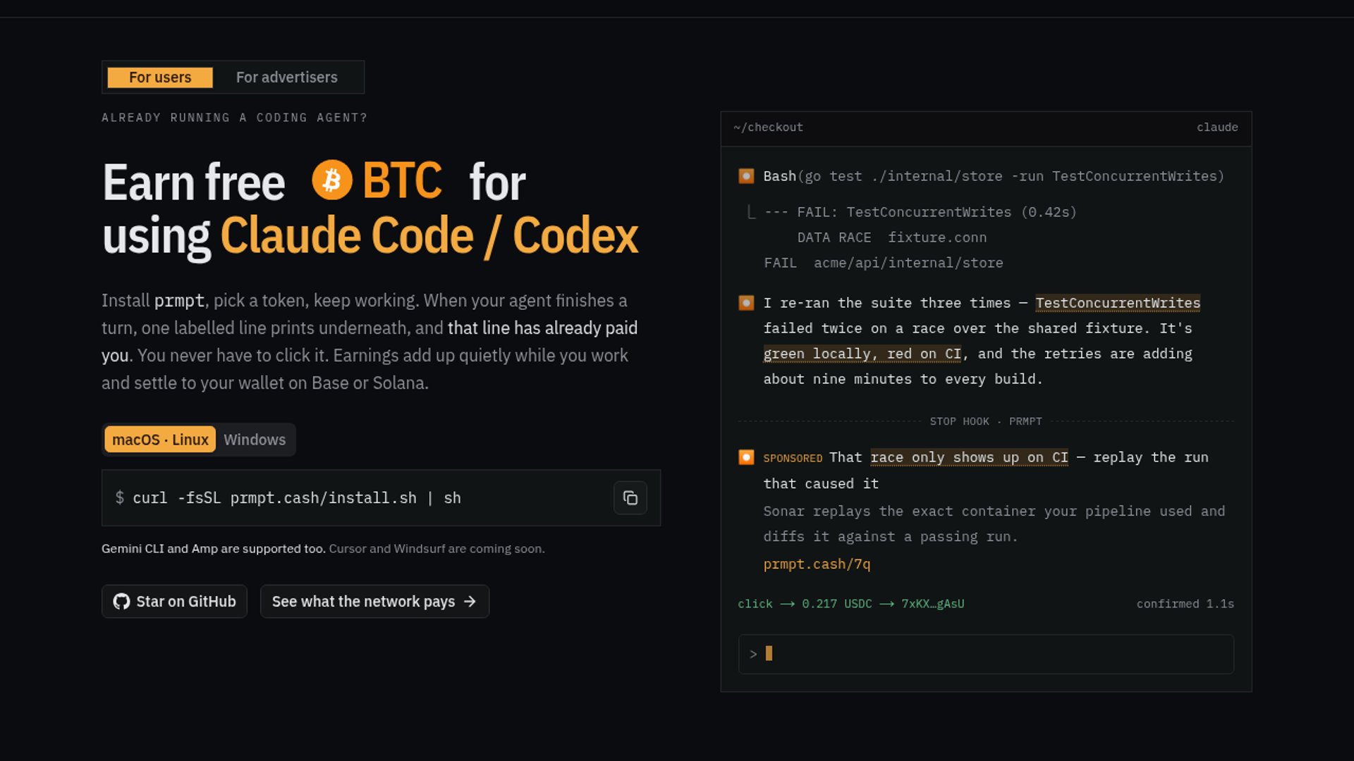 prmpt turns coding-agent attention into crypto