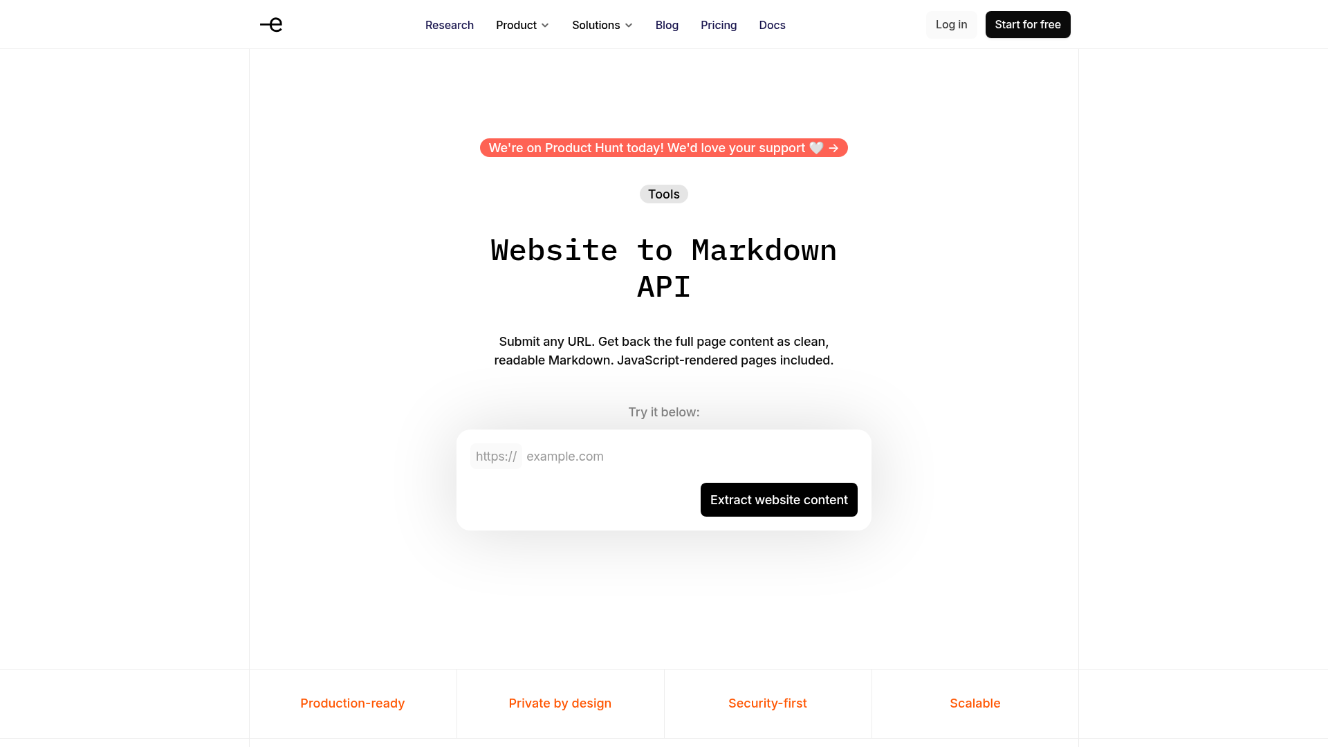 Website to Markdown API converts web pages and multi-format files into clean, LLM-ready Markdown with built-in anti-bot protection.