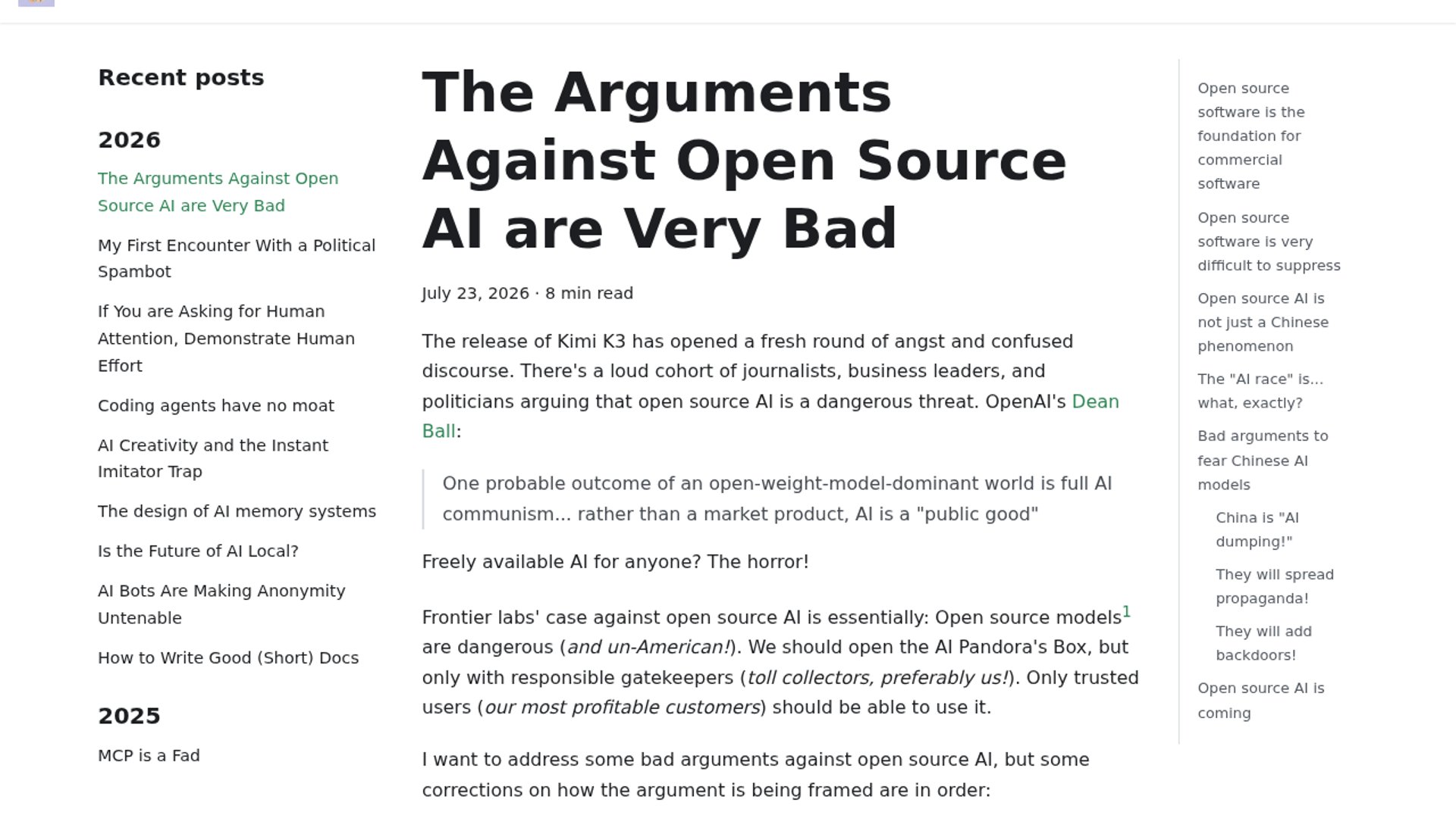 Developer Refutes Anti-Open-Source AI Arguments