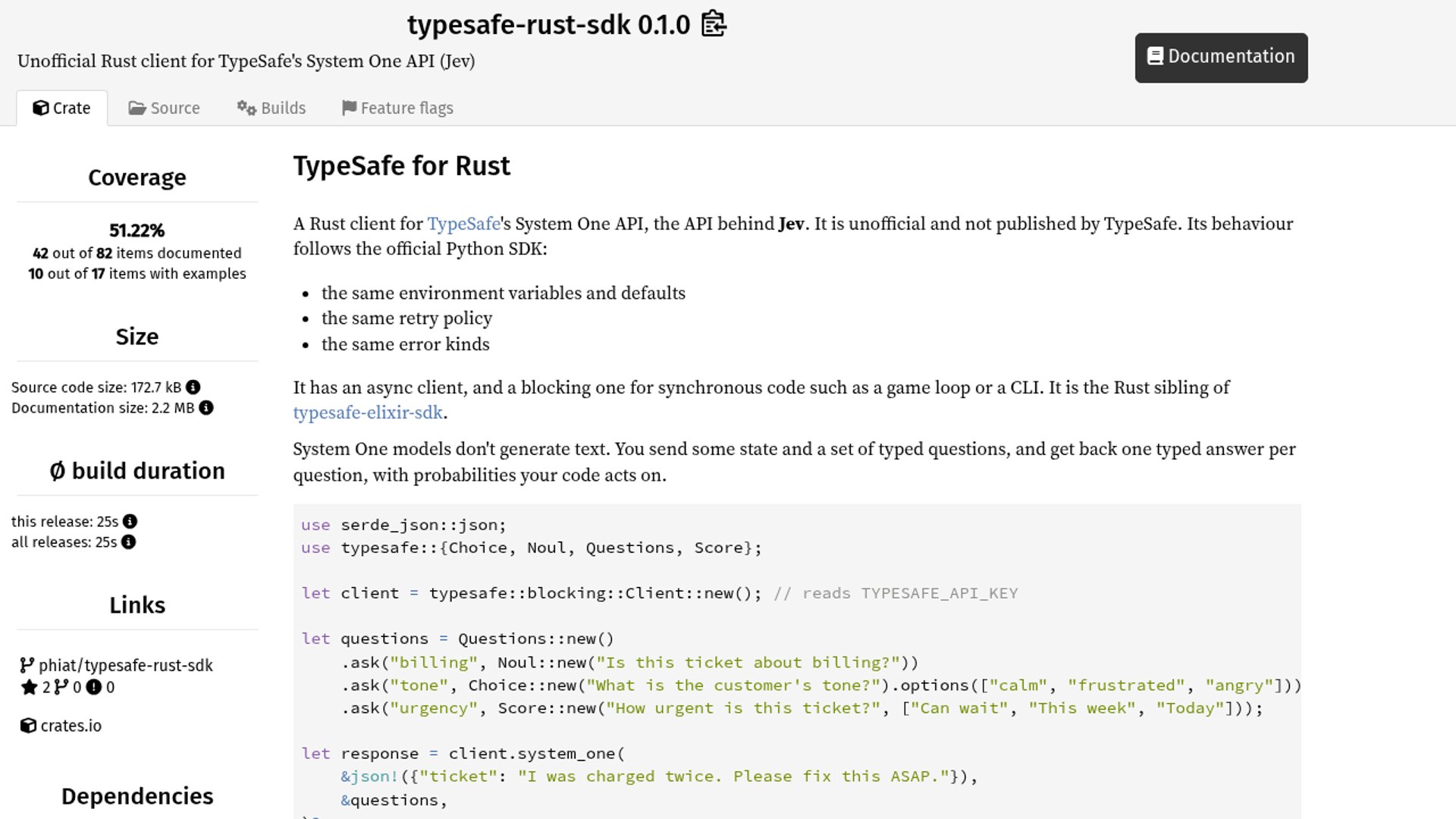 typesafe-rust-sdk Maps Jev into Rust