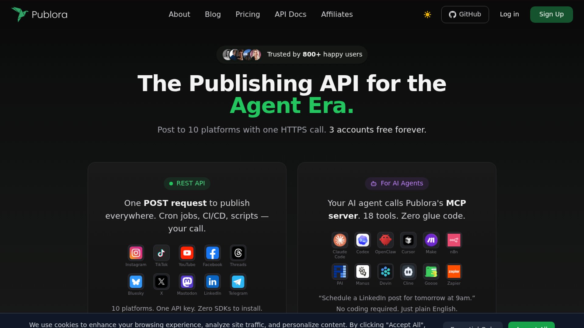 Publora provides social publishing API and MCP server