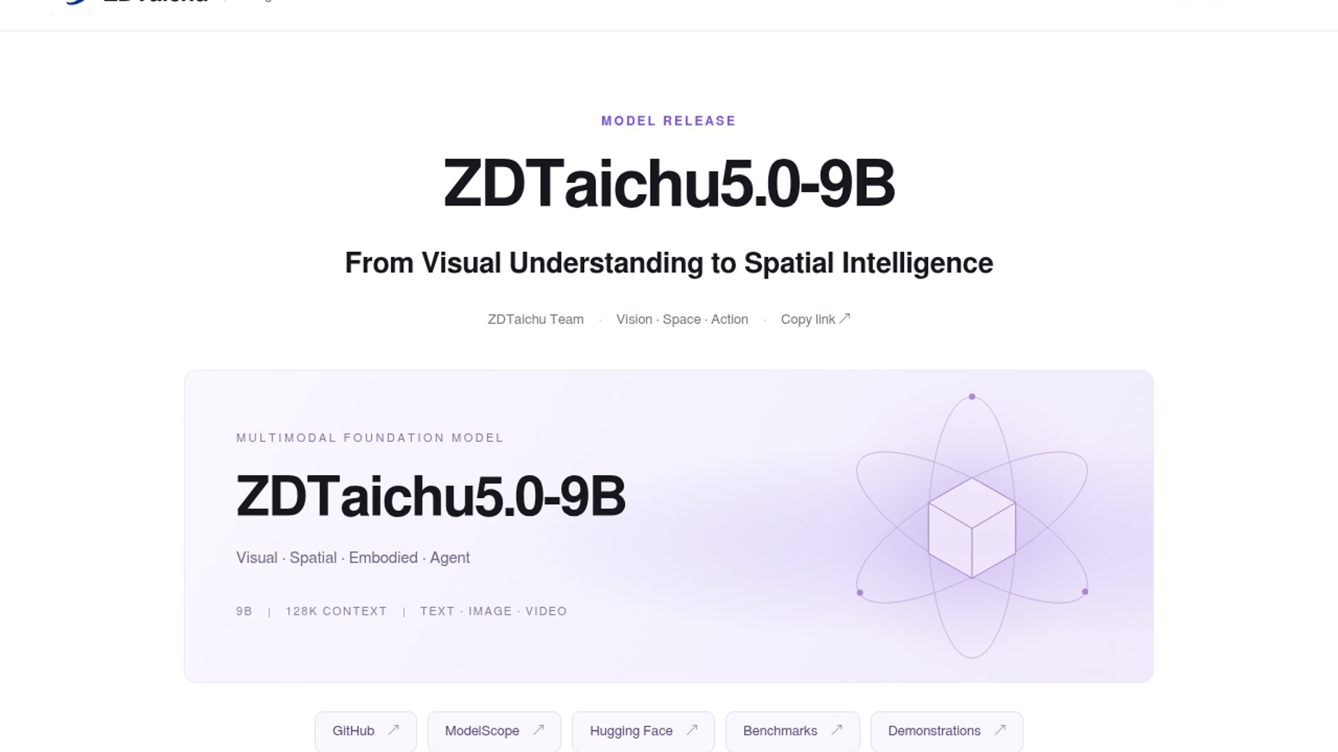 TaichuAI releases ZDTaichu5.0-9B for spatial reasoning