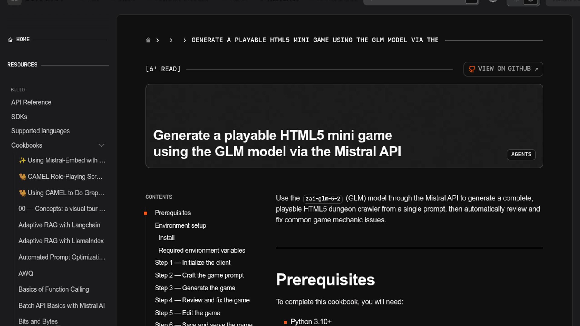 Mistral Cookbook Turns GLM Into Game Builder