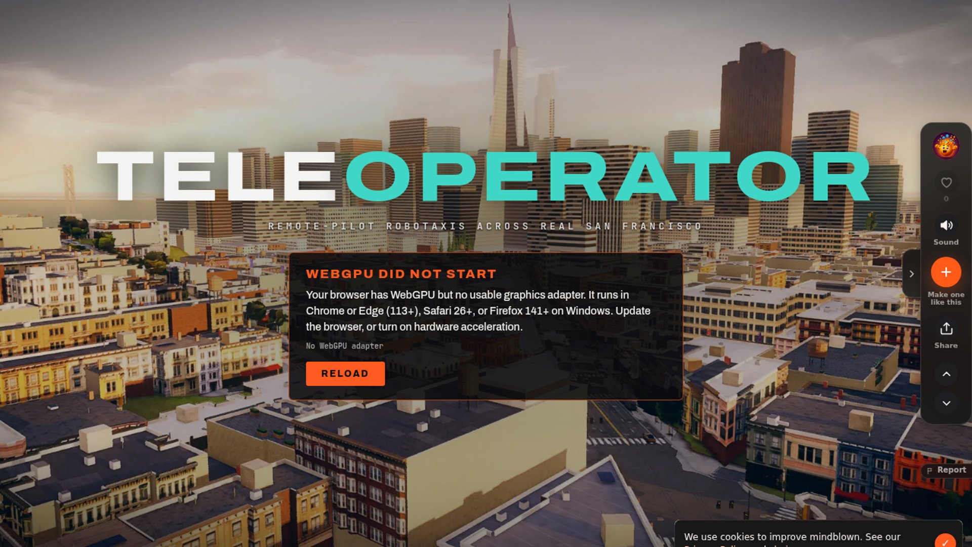 Teleoperator debuts robotaxi WebGPU sim