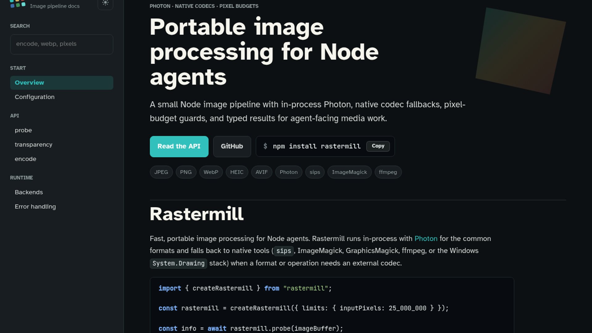 Rastermill ships guarded image processing for Node agents
