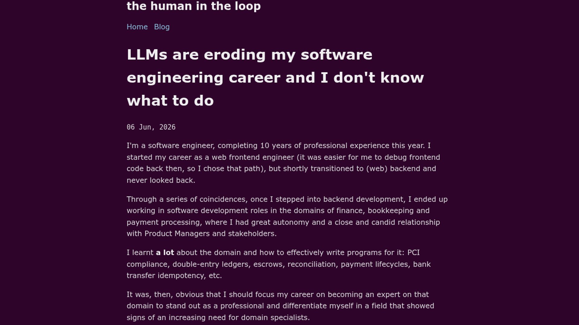LLMs erode domain knowledge and software careers
