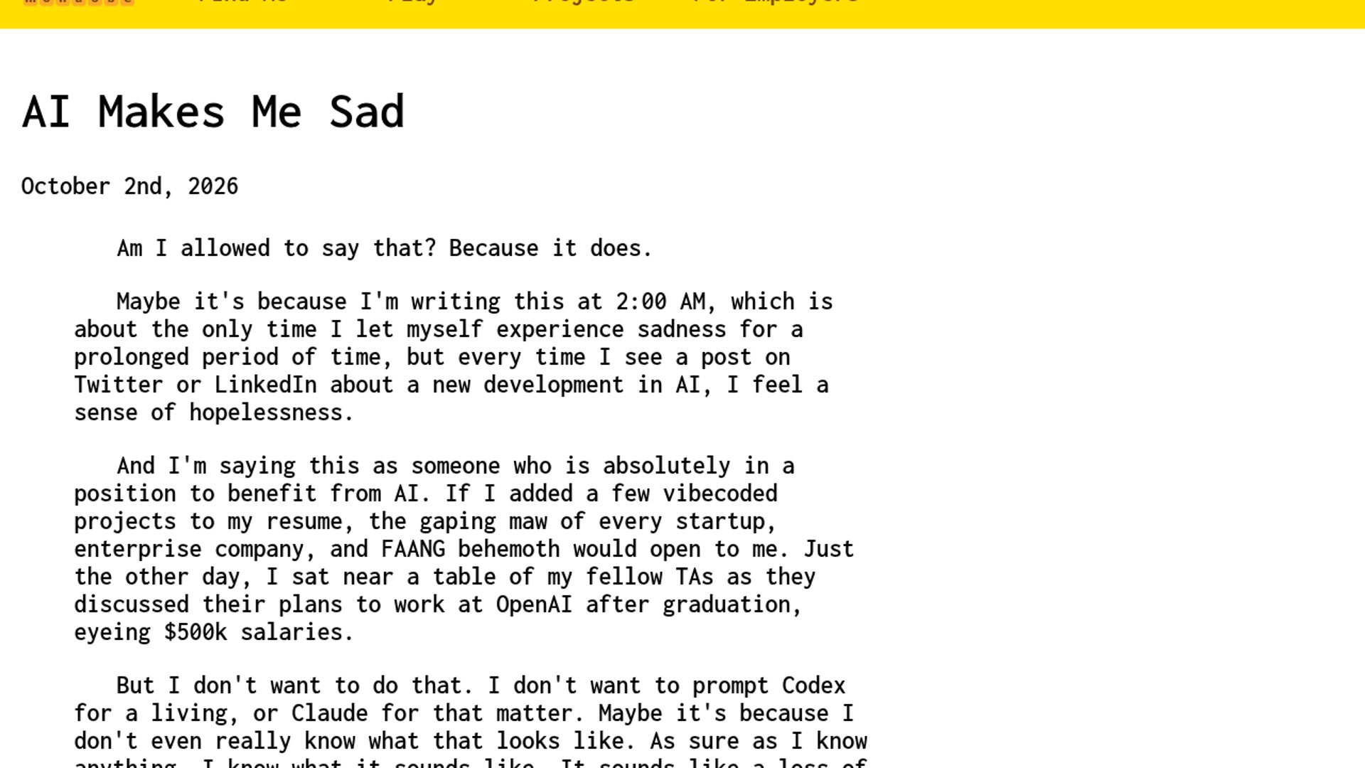 AI Makes Me Sad Questions Agent Future