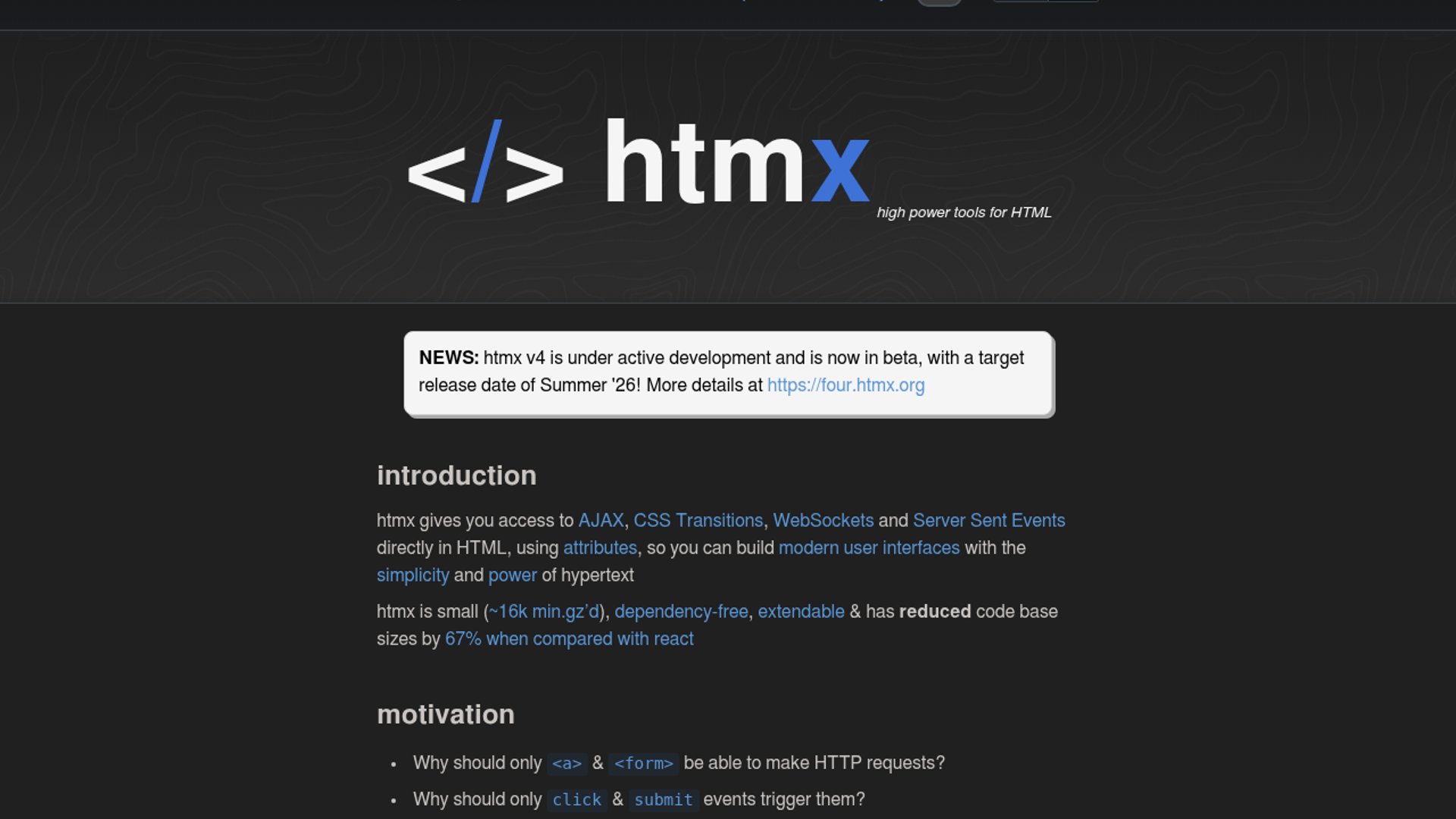 HTMX 4.0 enters beta, transitioning its underlying AJAX implementation to the fetch API and integrating DOM morphing and streaming responses.