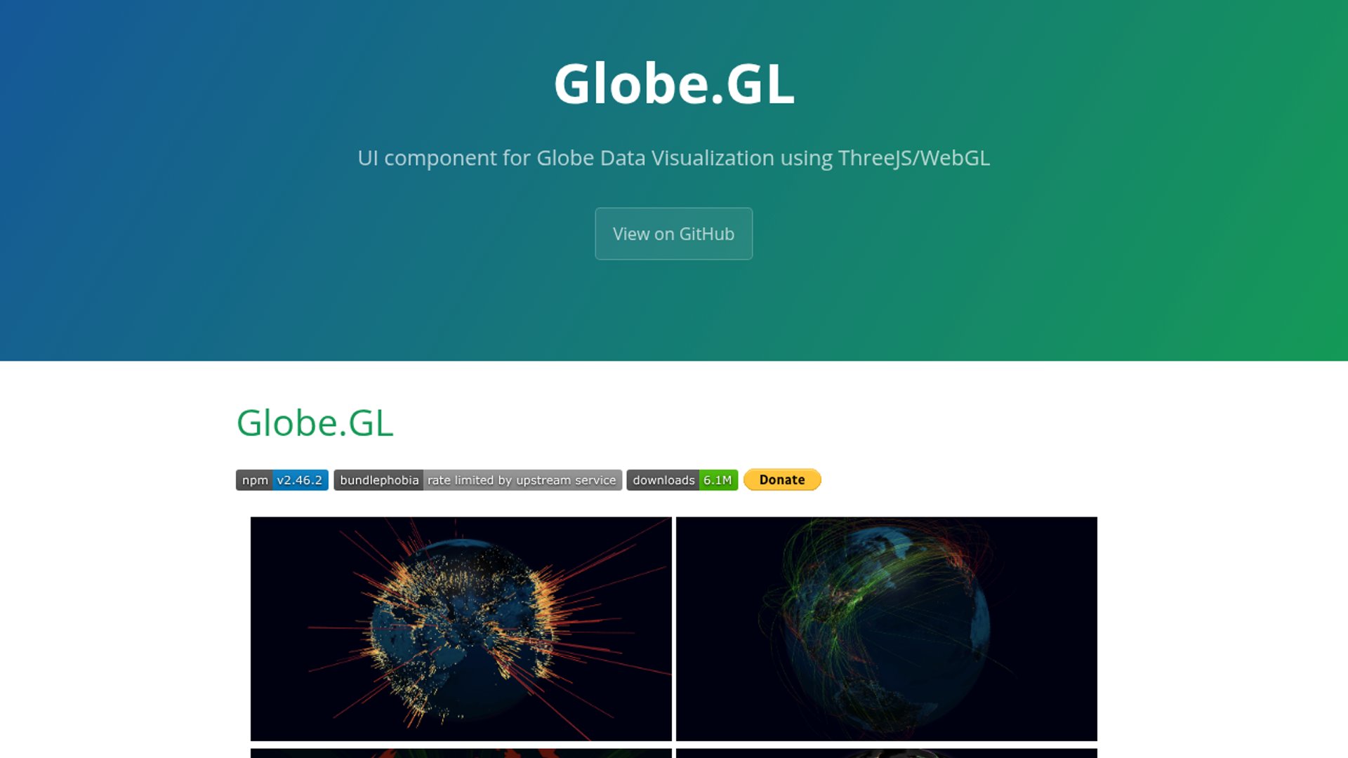 Globe.GL turns four lines into 3D globes
