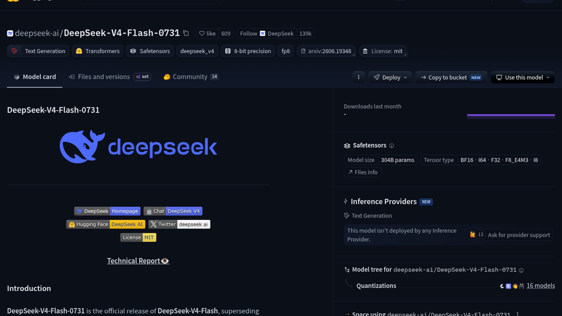 DeepSeek releases V4 Flash open weights