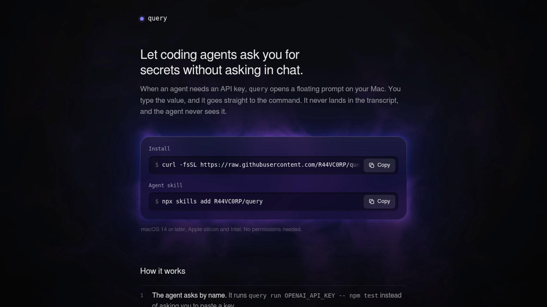 Query launches secret prompts for coding agents