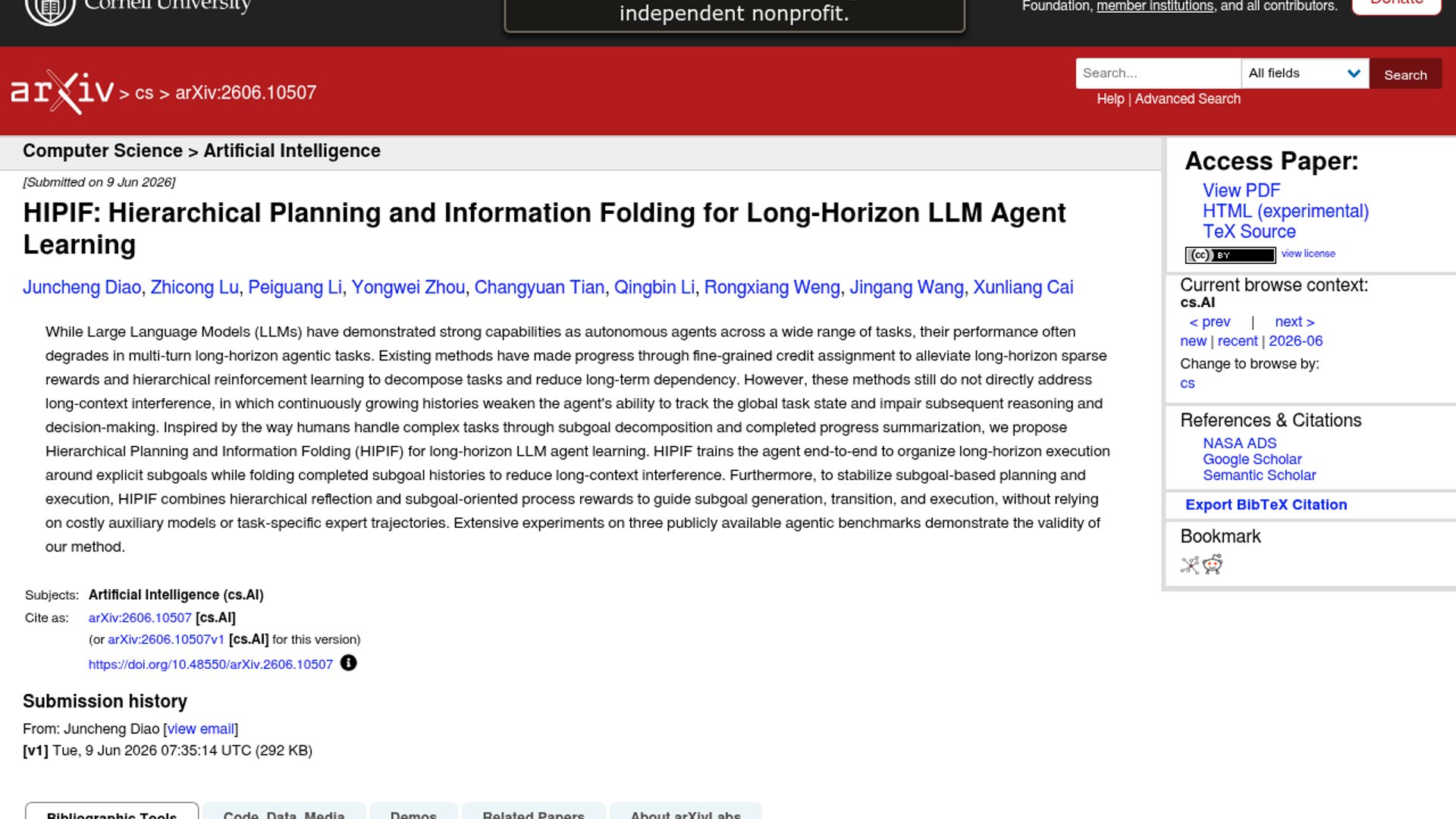 HIPIF improves long-horizon LLM agent performance