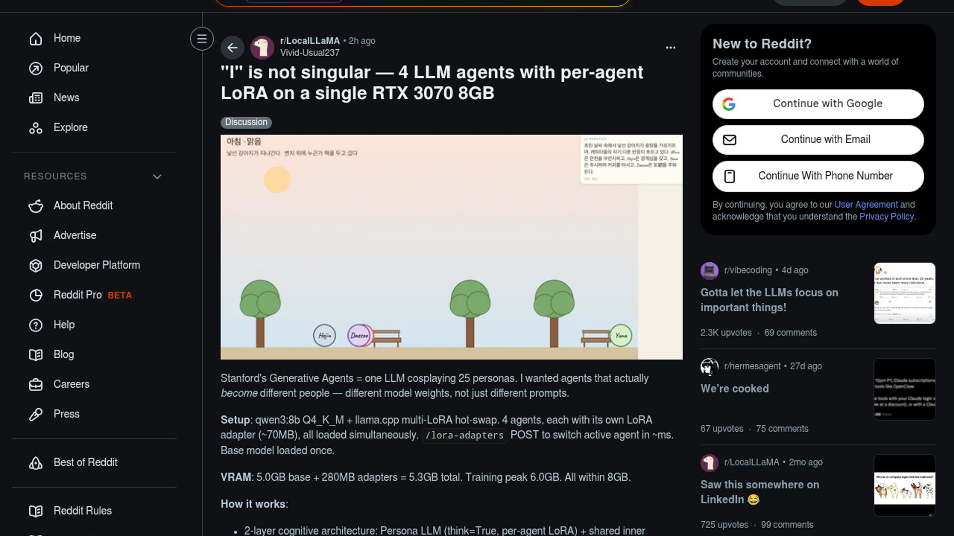 I Is Not Singular builds 4 LoRA agents