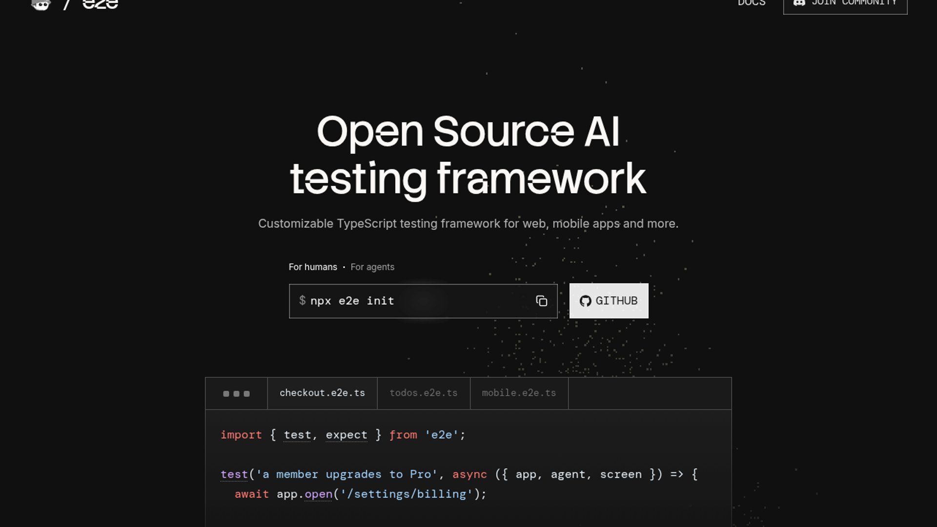TesterArmy e2e launches agentic app testing
