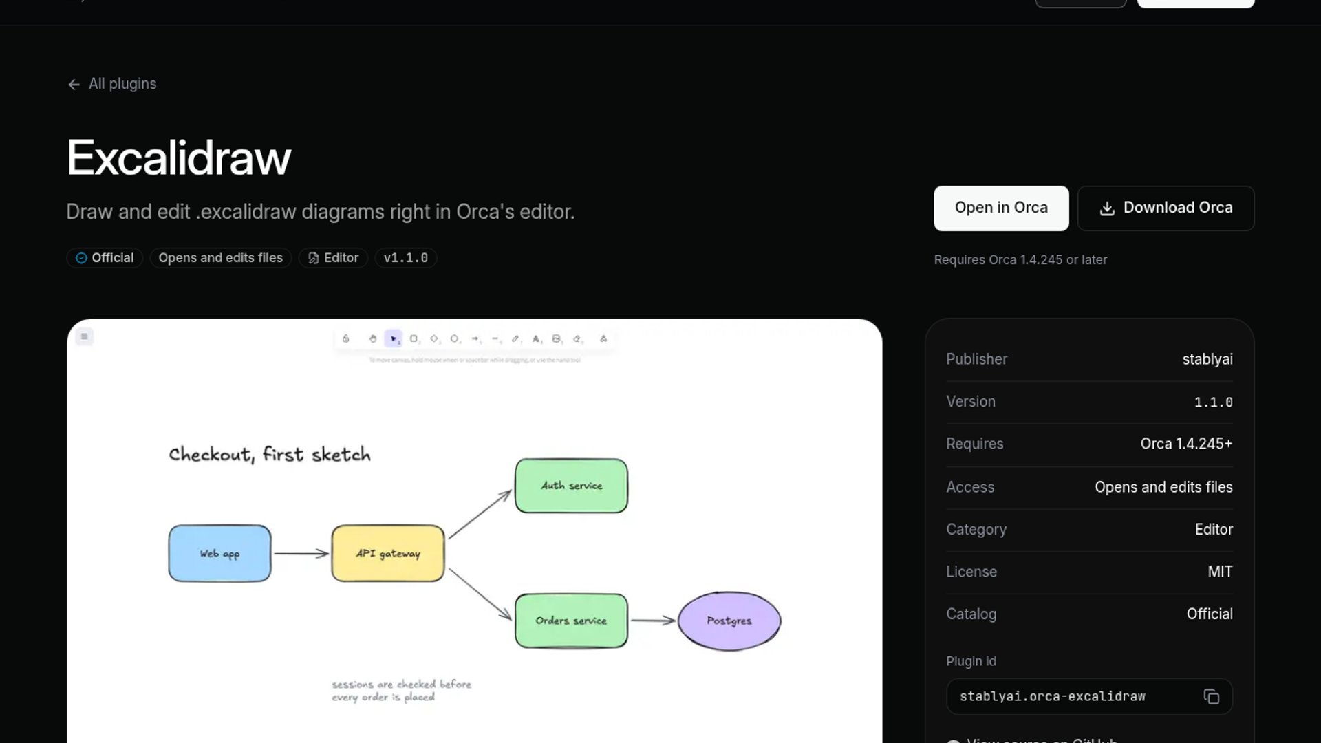 Orca adds native Excalidraw editing