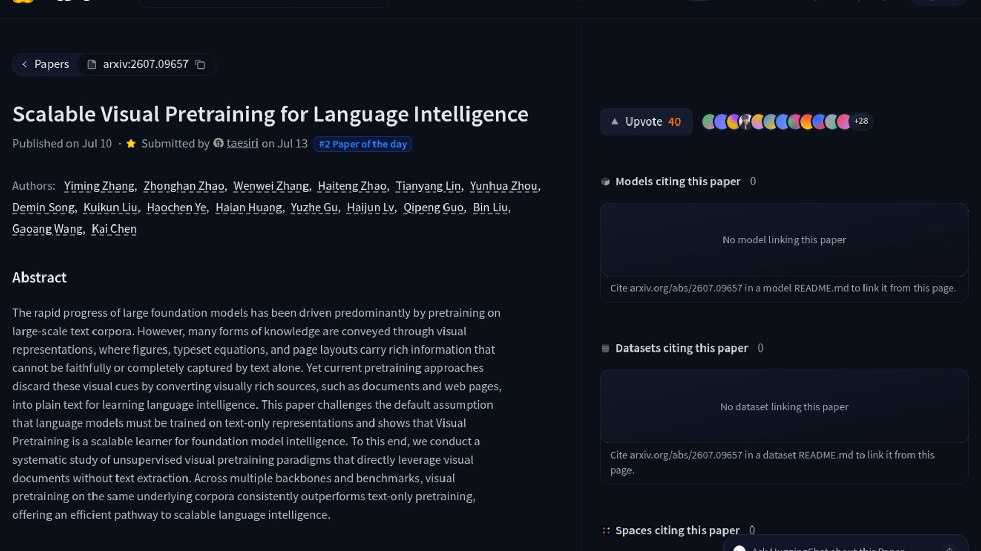A new study demonstrates that visual pretraining on raw visual documents bypasses OCR/parsing limitations and consistently outperforms traditional text-only pretraining for building language intelligence.