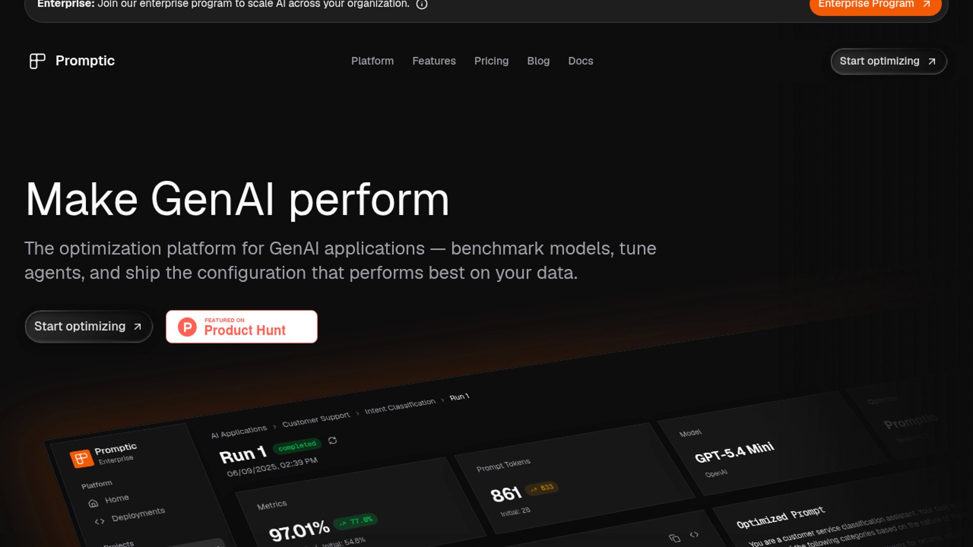 Promptic launches an automated optimization and observability platform that benchmarks models, prompts, and agentic workflows to maximize output quality while slashing inference costs.