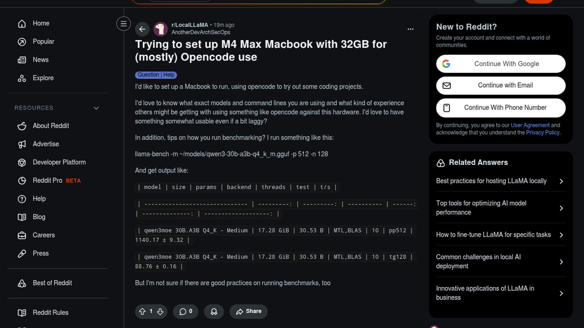 M4 Max MacBook benchmarked for OpenCode, Qwen3