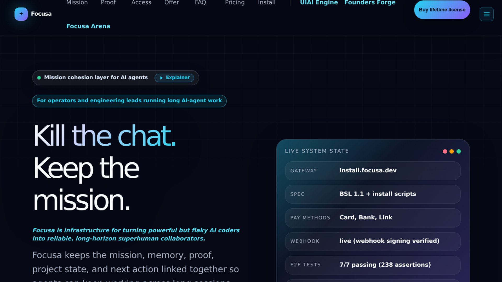 Focusa launches mission control runtime for AI agents