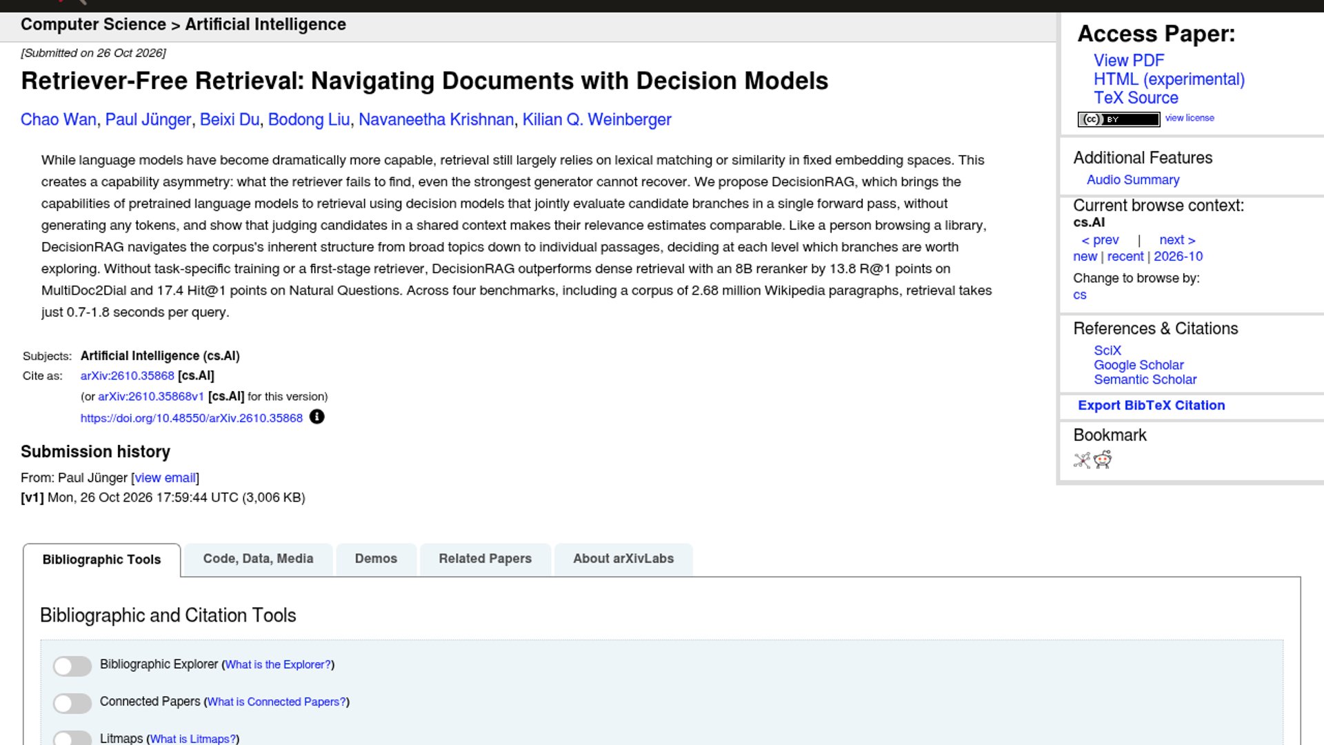 DecisionRAG Navigates RAG Without First-Stage Retrieval