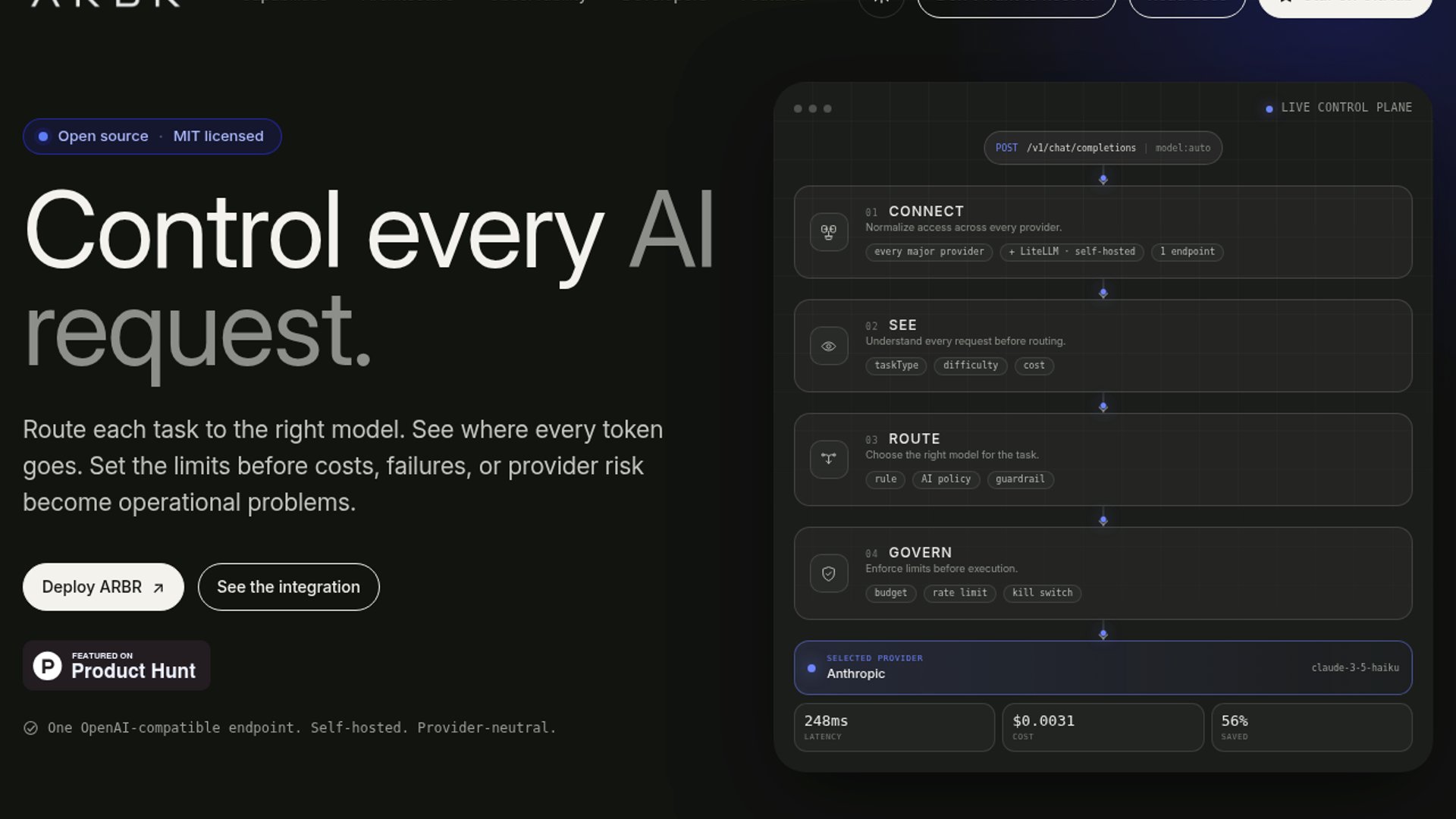 ARBR launches open control plane for AI requests