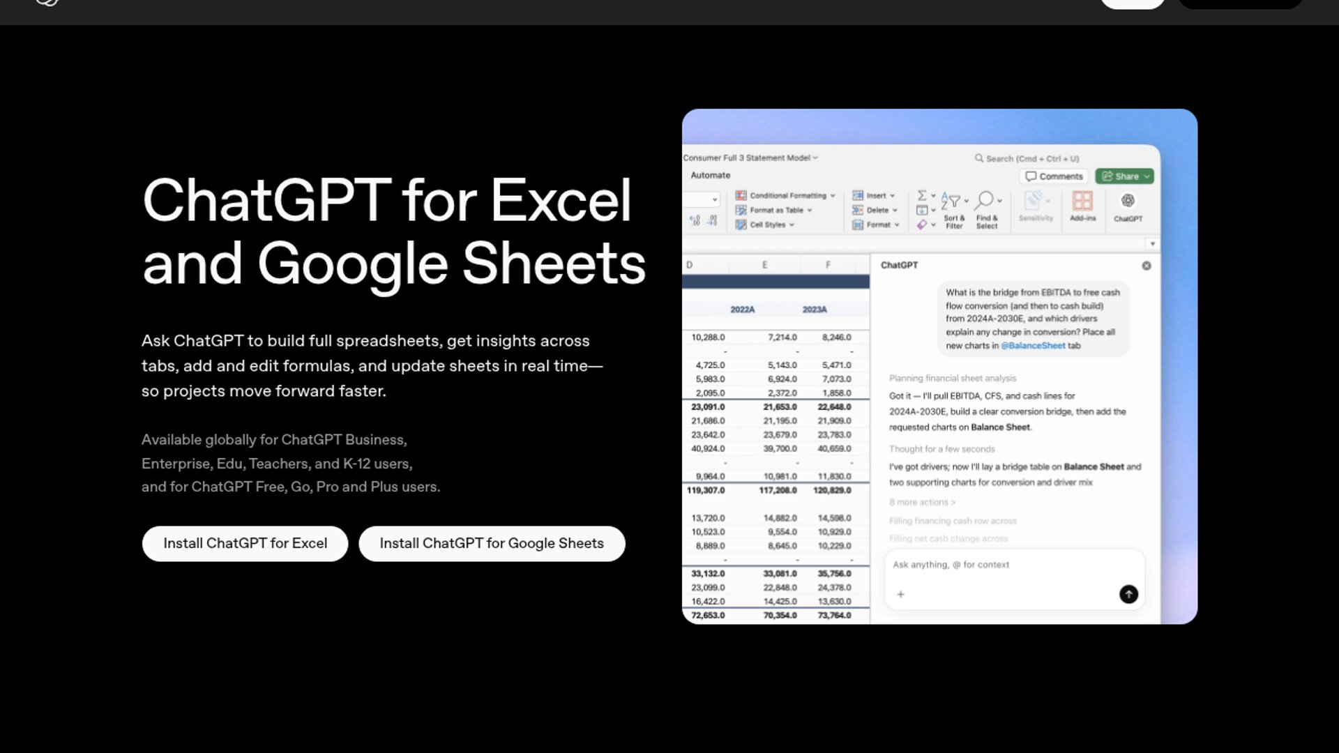 OpenAI demos ChatGPT for Excel financial model auditing