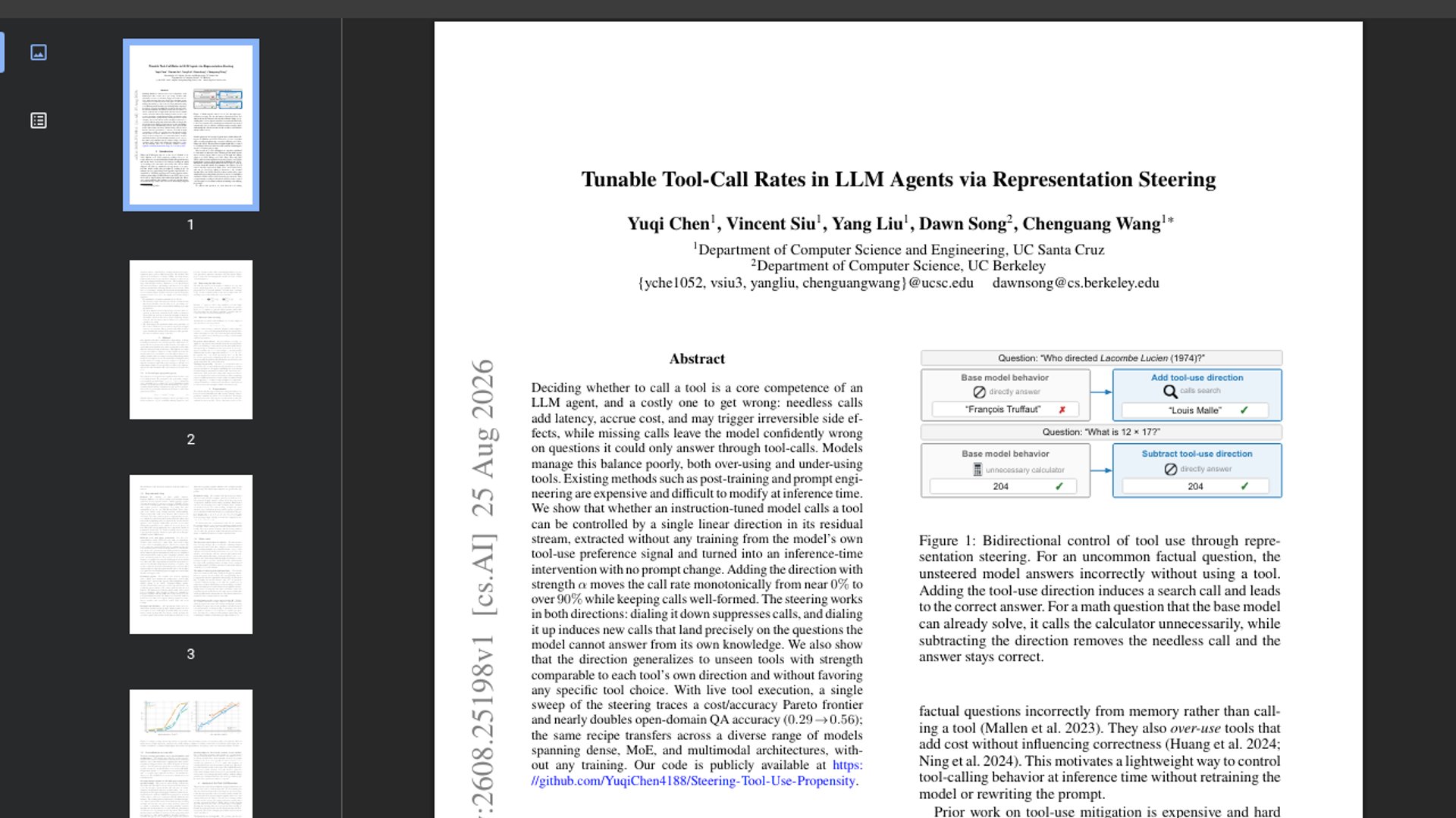 New Paper Steers LLM Tool-Call Rates