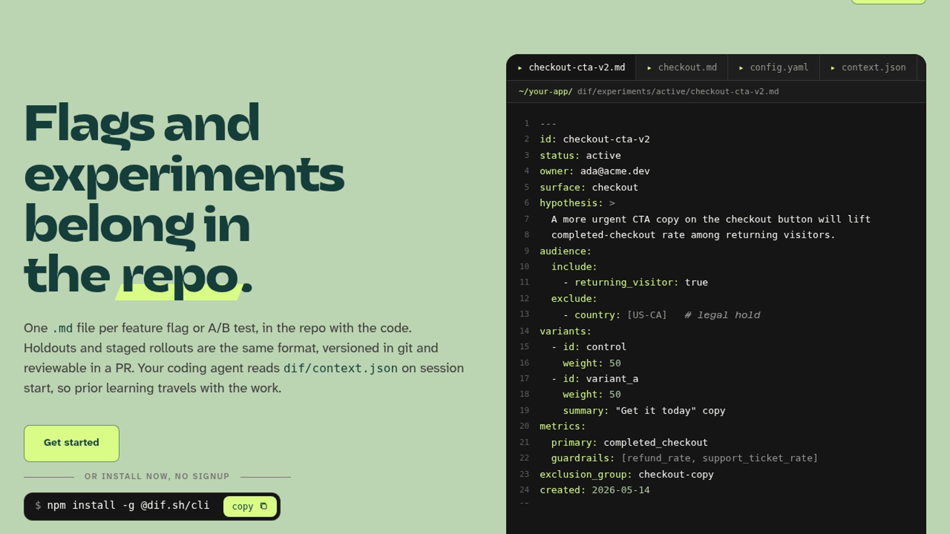 dif.sh puts feature flags in Markdown