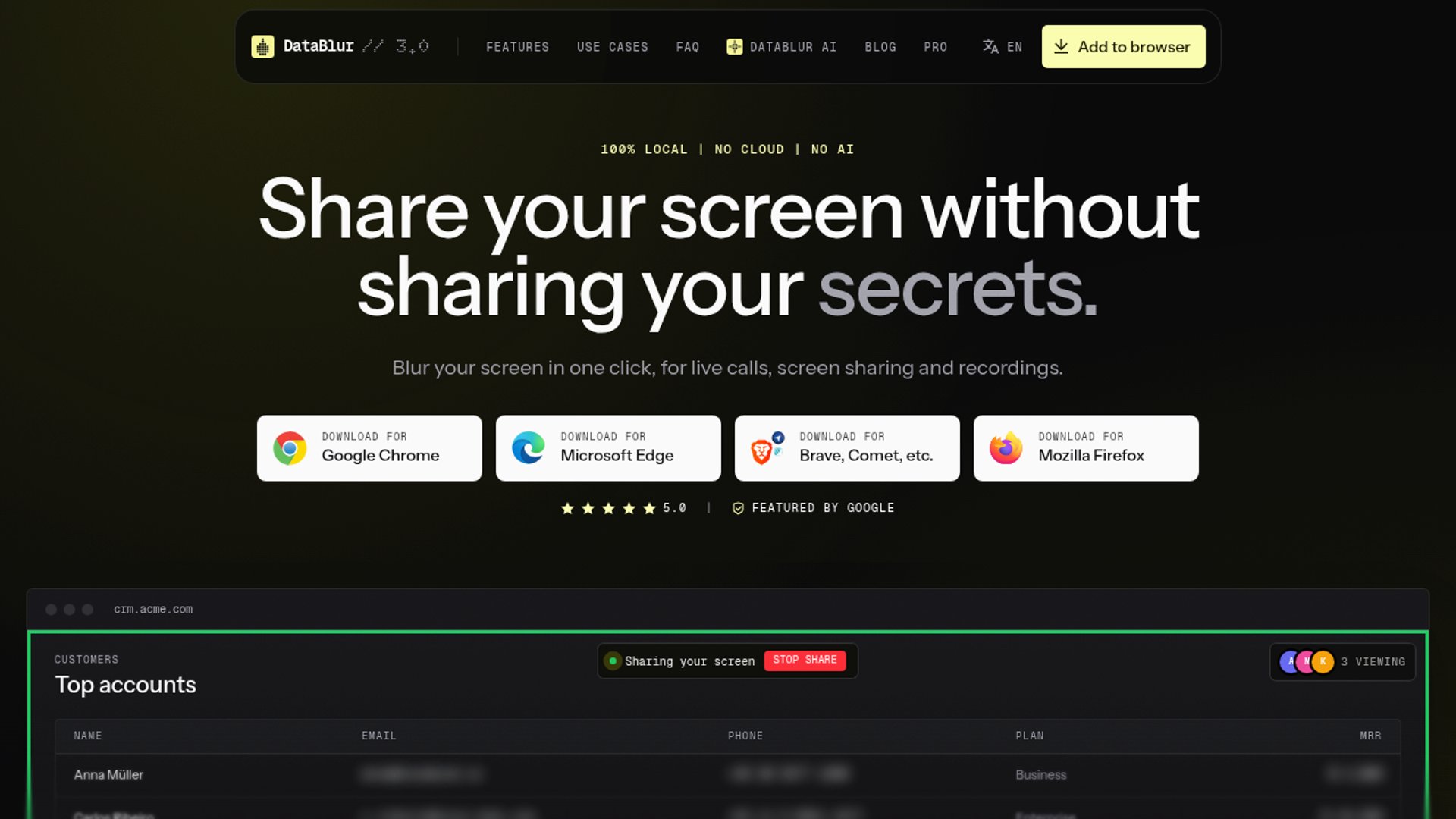DataBlur blurs sensitive screen data in real time