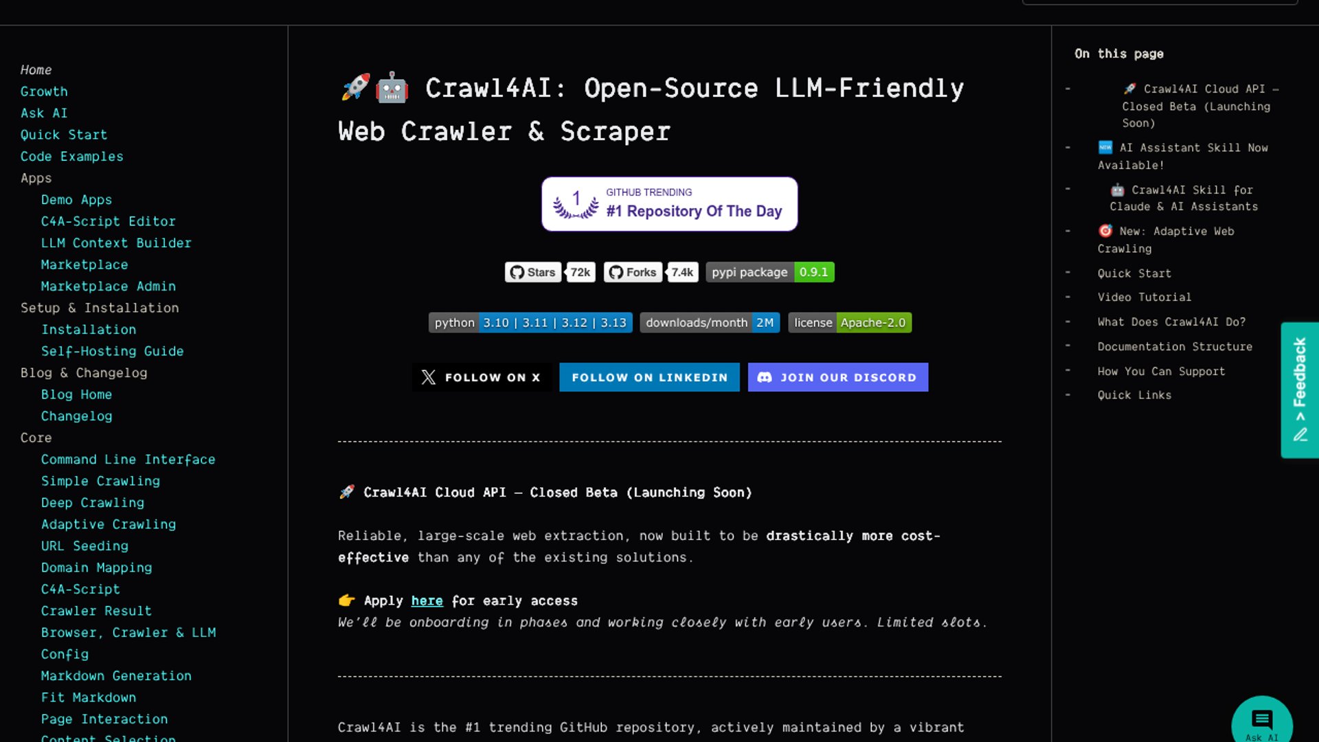 Crawl4AI converts web pages to LLM markdown