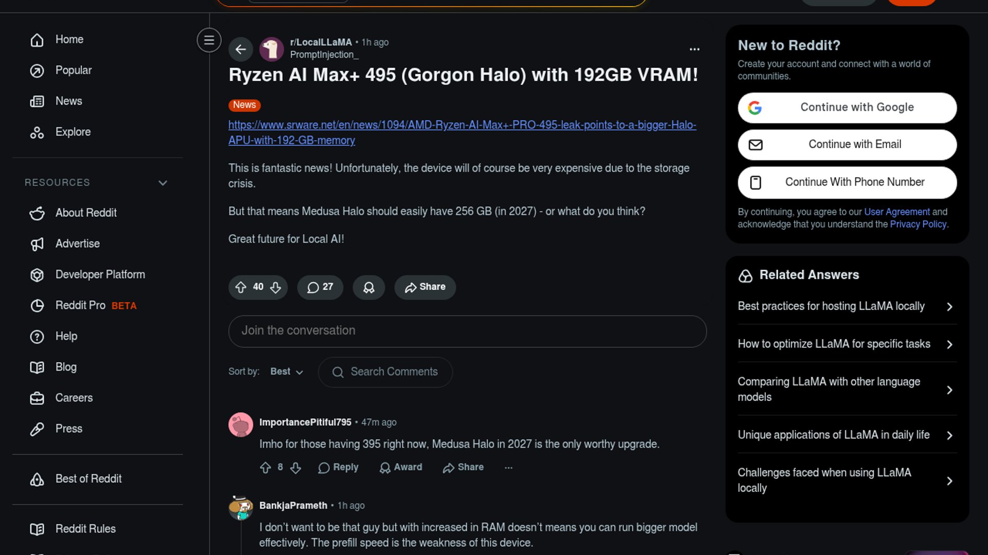 AMD Ryzen AI Max+ PRO 495 Leaks 192GB