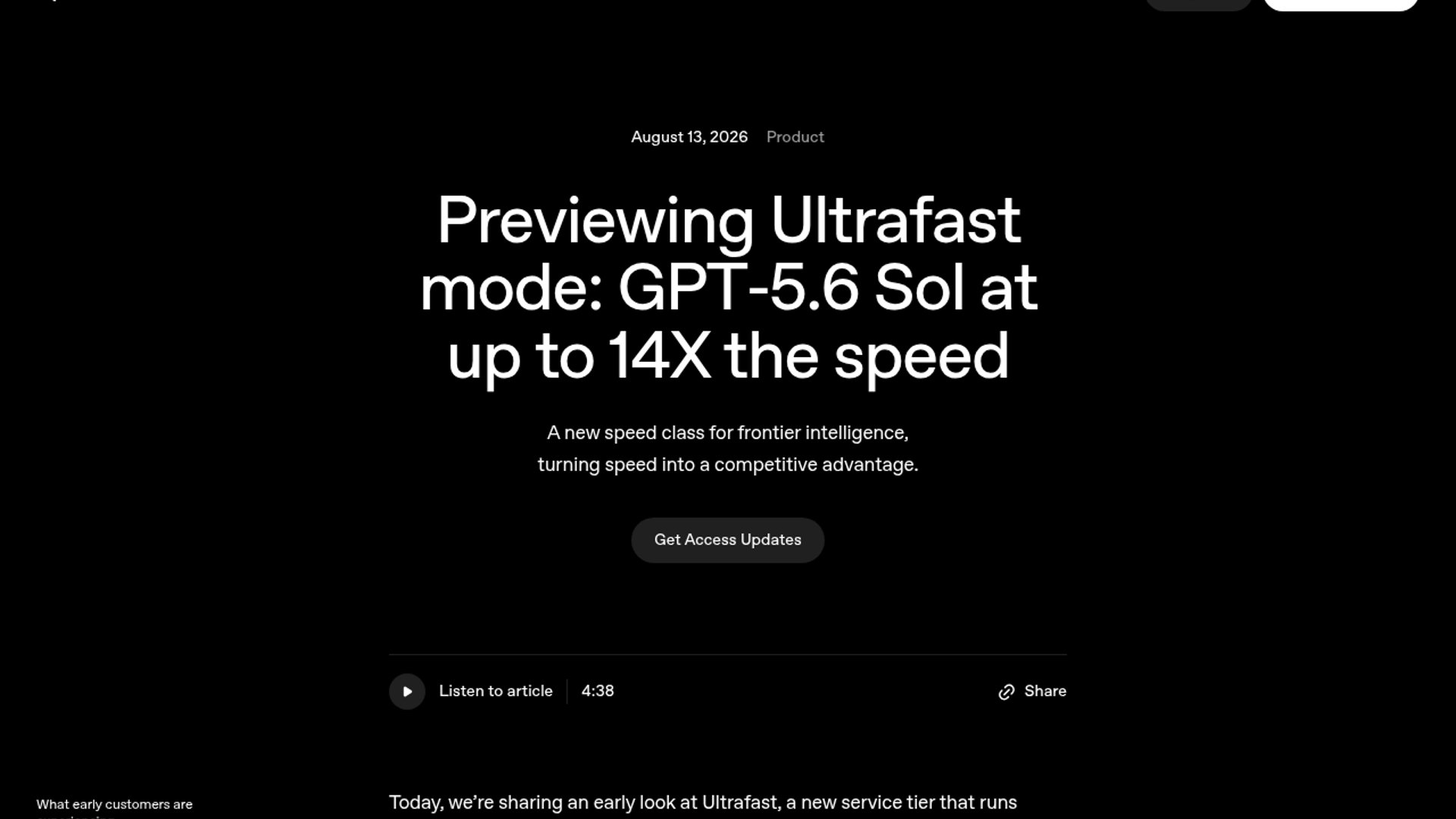 OpenAI Ultrafast Eyes Broader API Access