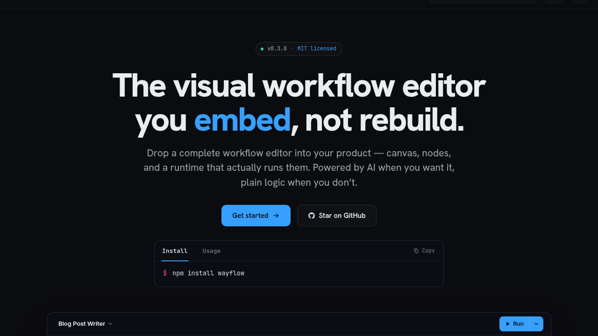 Wayflow drops embeddable visual workflow editor