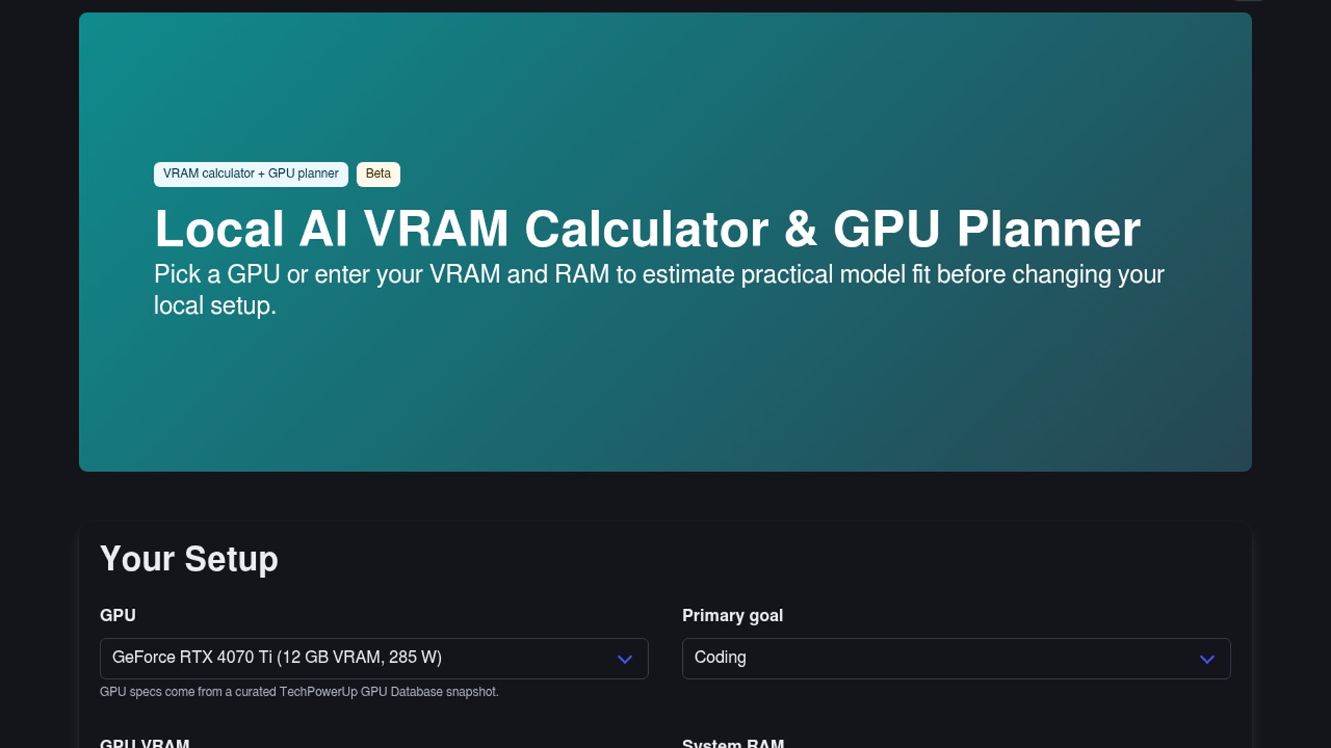 VRAM calculator pulls Hugging Face metadata for precision