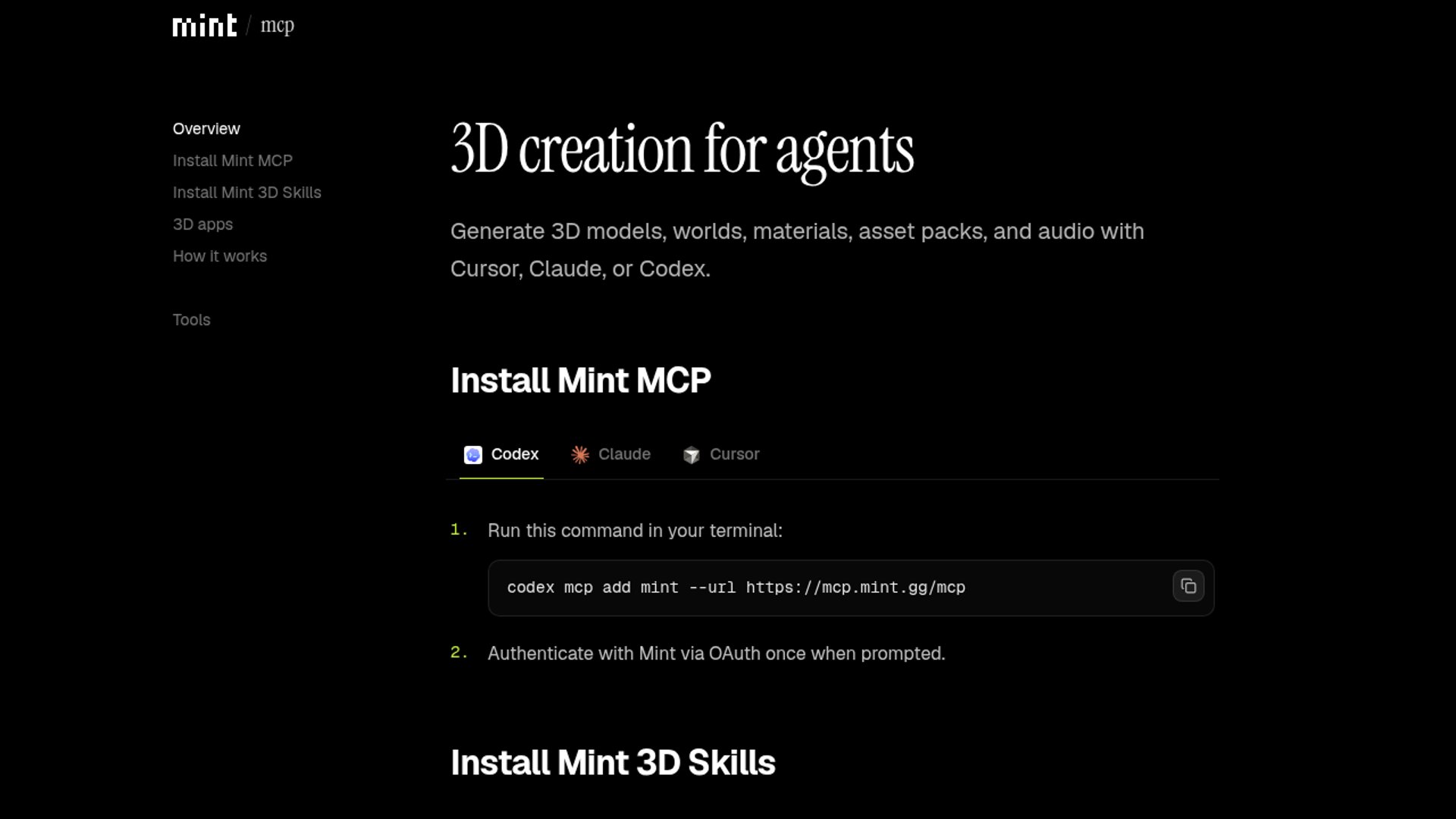 Mint MCP connects AI agents to 3D creation