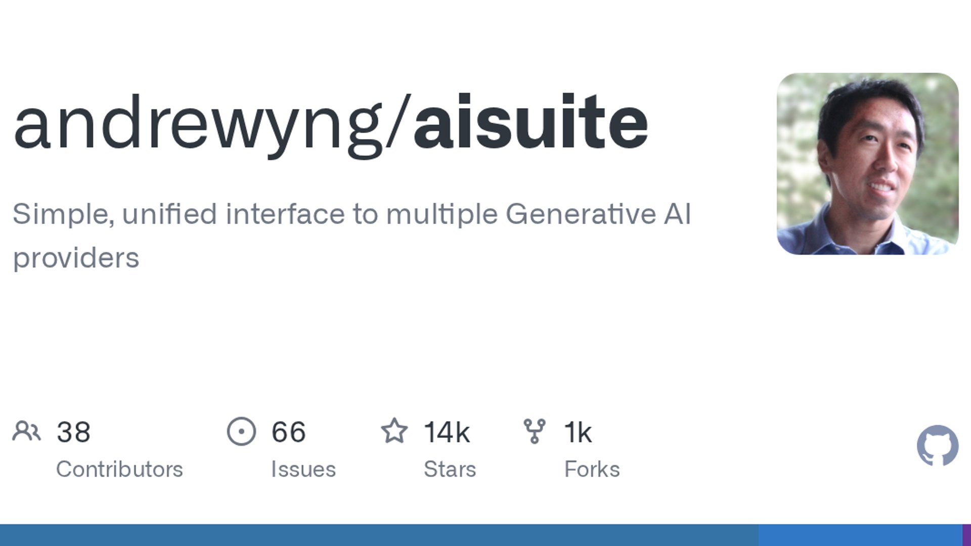 Andrew Ng's team releases aisuite, an open-source Python library that provides a simple, unified interface for interacting with multiple Generative AI providers.
