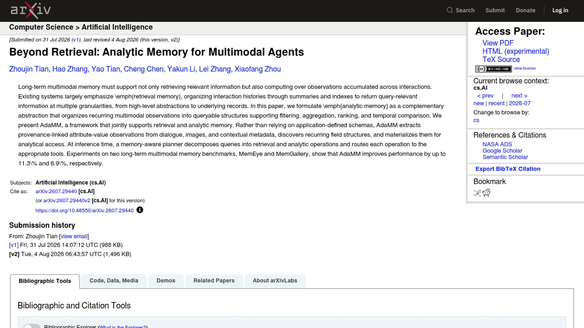 HKUST and ByteDance introduce AdaMM multimodal memory