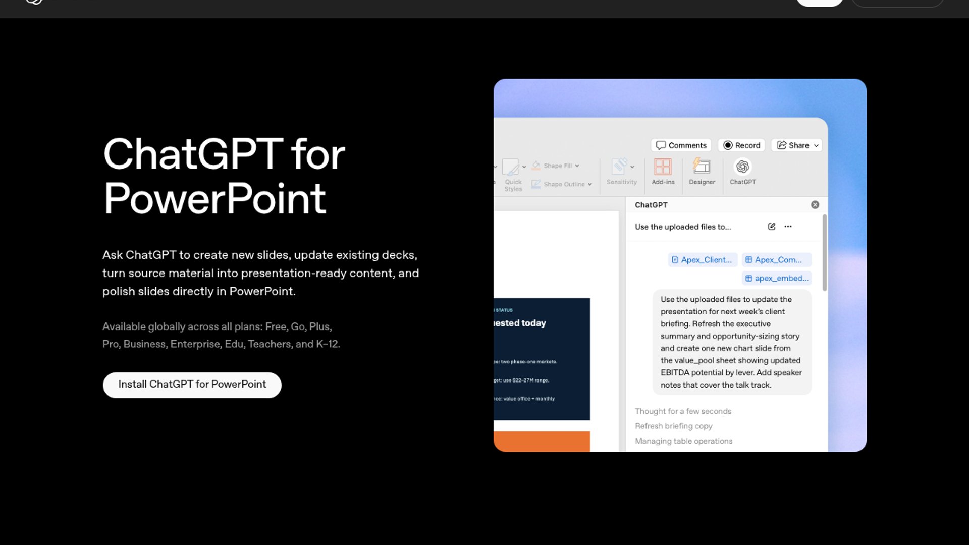 ChatGPT for PowerPoint hits general availability