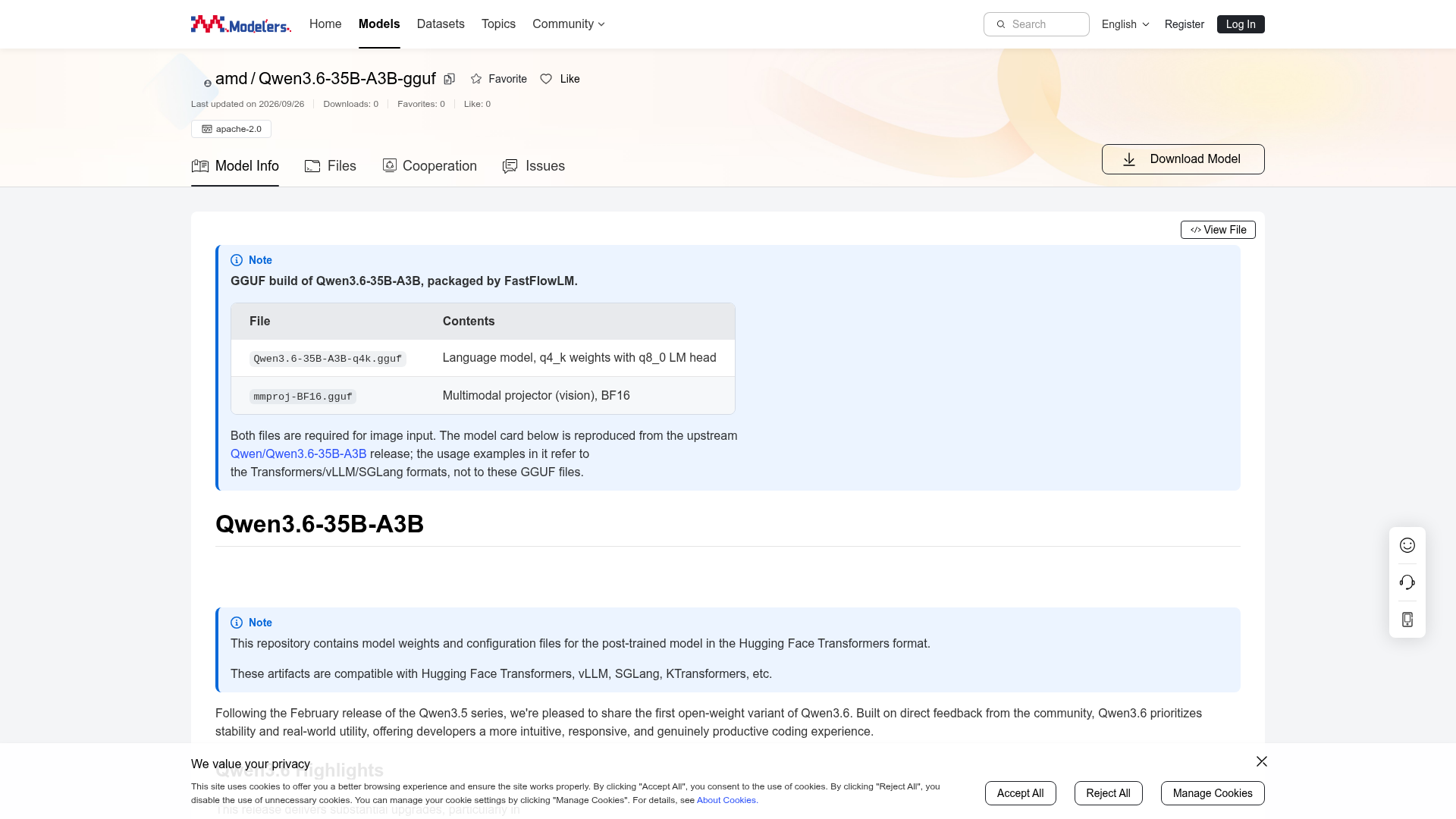 Qwen3.6 GGUF Repack Lands on Modelers
