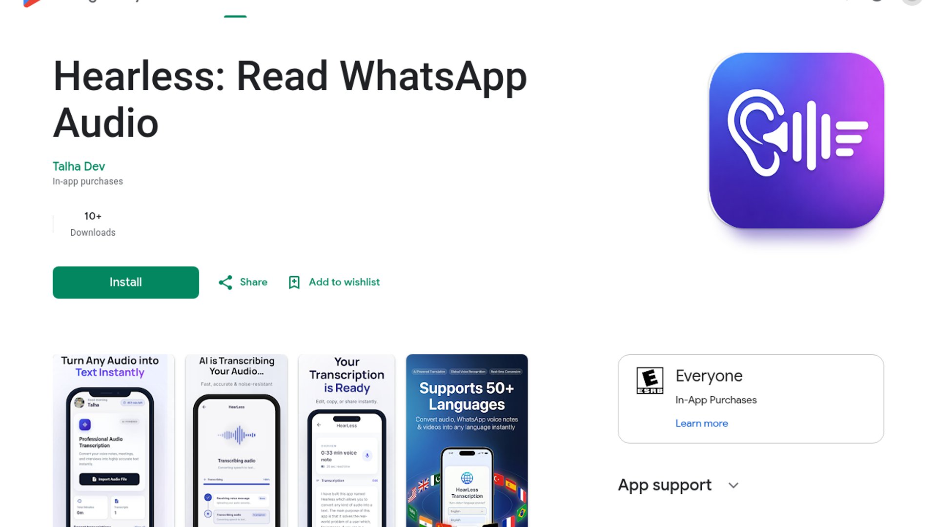 Hearless polishes WhatsApp voice transcription