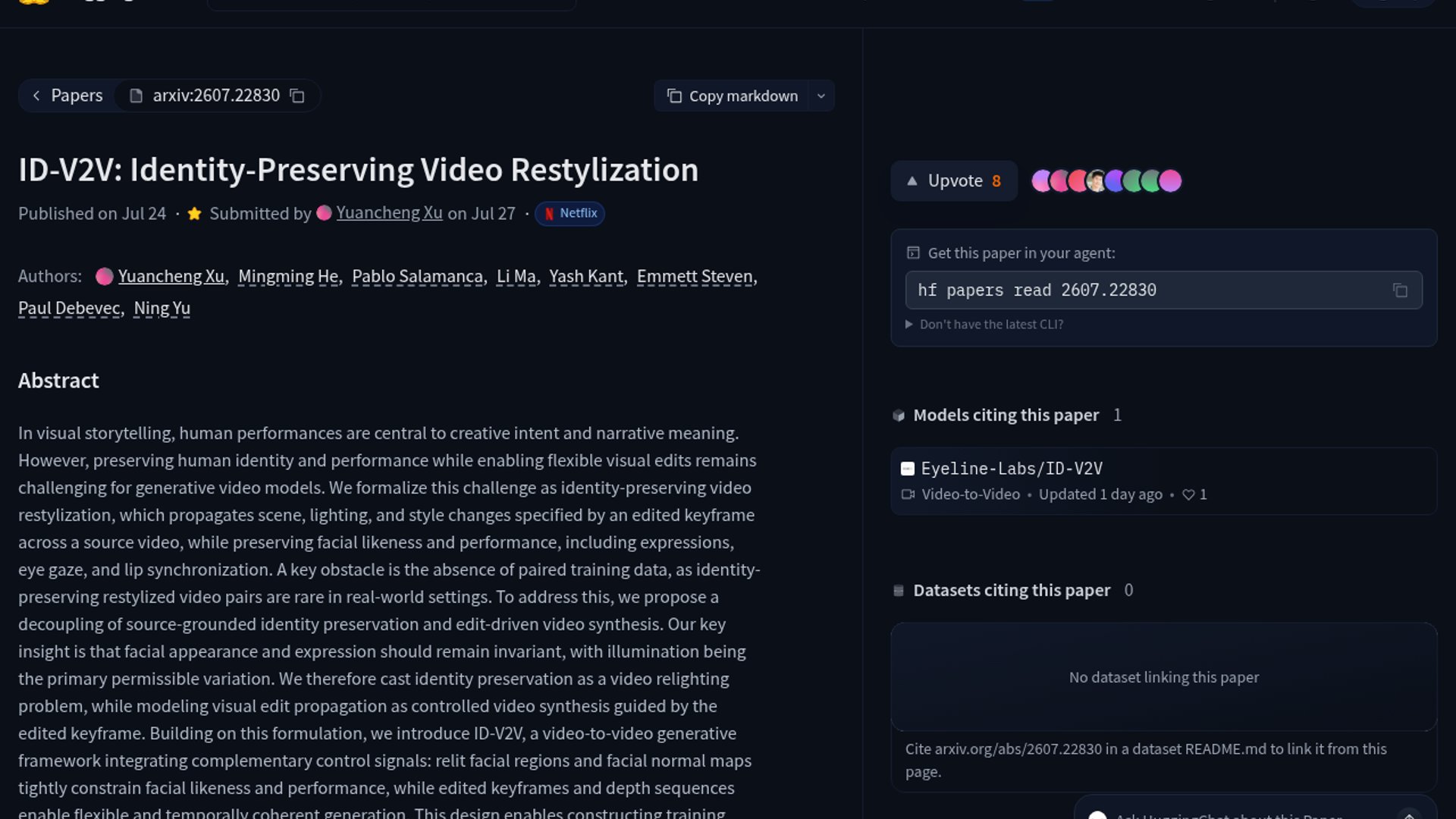 ID-V2V preserves facial identity in video restylization